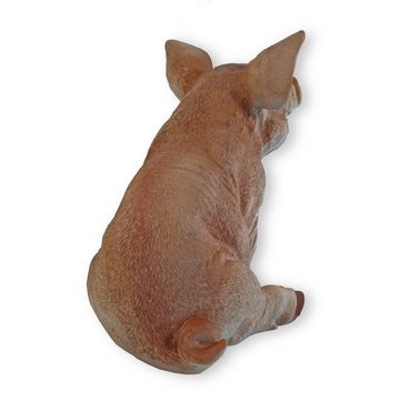 colourliving Tierfigur Schwein Figur sitzend Deko Schwein Garten Deko, Handbemalt, Wetterfest, Detailgetreu
