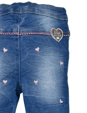 BONDI Bequeme Jeans Baby Mädchen Trachten Hose "I mog di" 86565 - Blau, Jogg Denim Elastisch mit Herzen