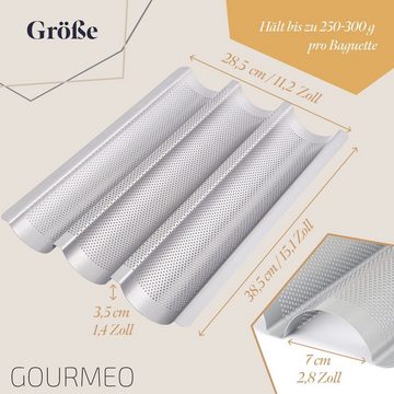 GOURMEO Backblech Silbernes Baguette-Backblech, 38,5 x 28,5 cm, Brotbackform, Aluminium, Baguette Backblech, Silber, 38,5 x 28,5 cm