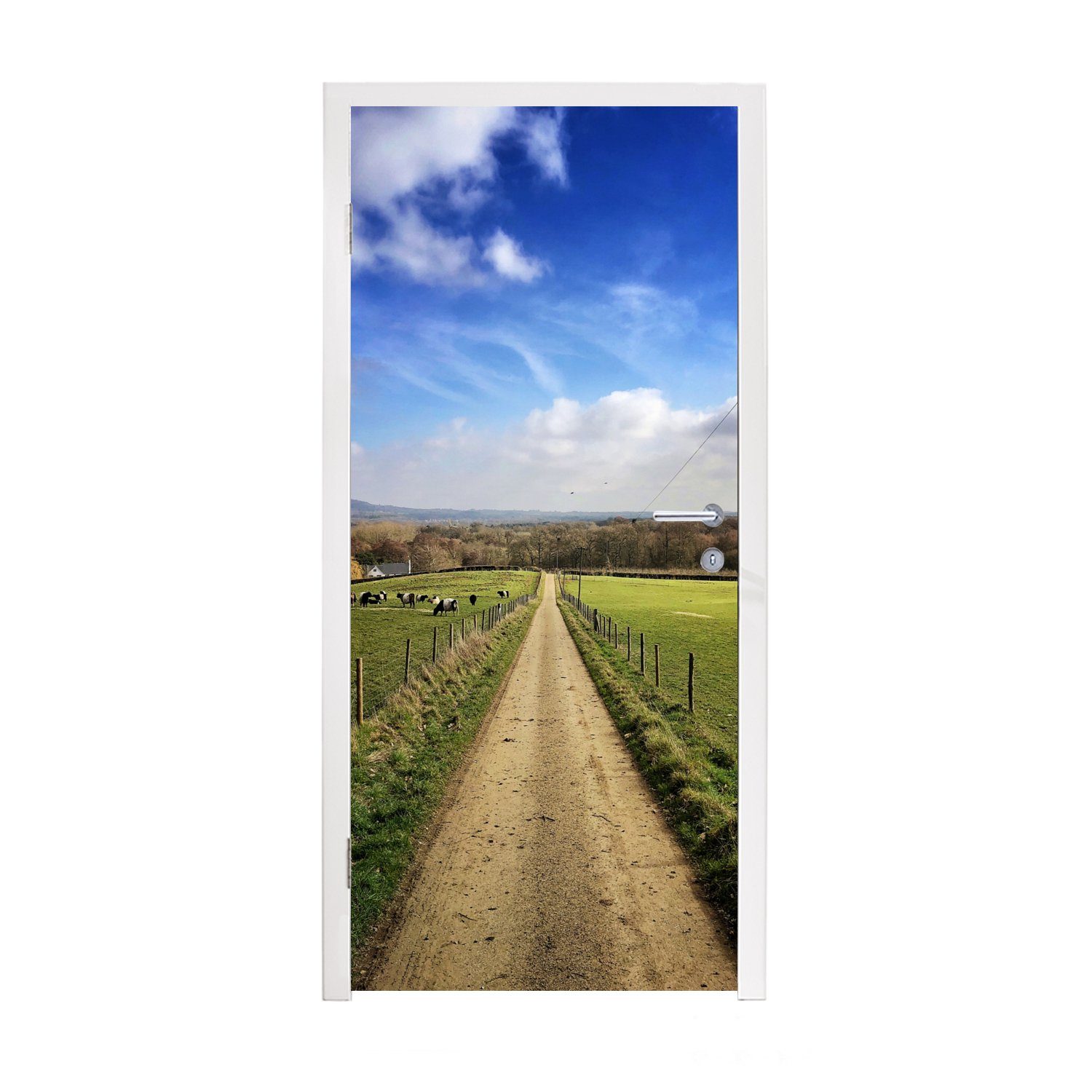 MuchoWow Türtapete Himmel - Wolken - Kuh, Matt, bedruckt, (1 St), Fototapete für Tür, Türaufkleber, 75x205 cm