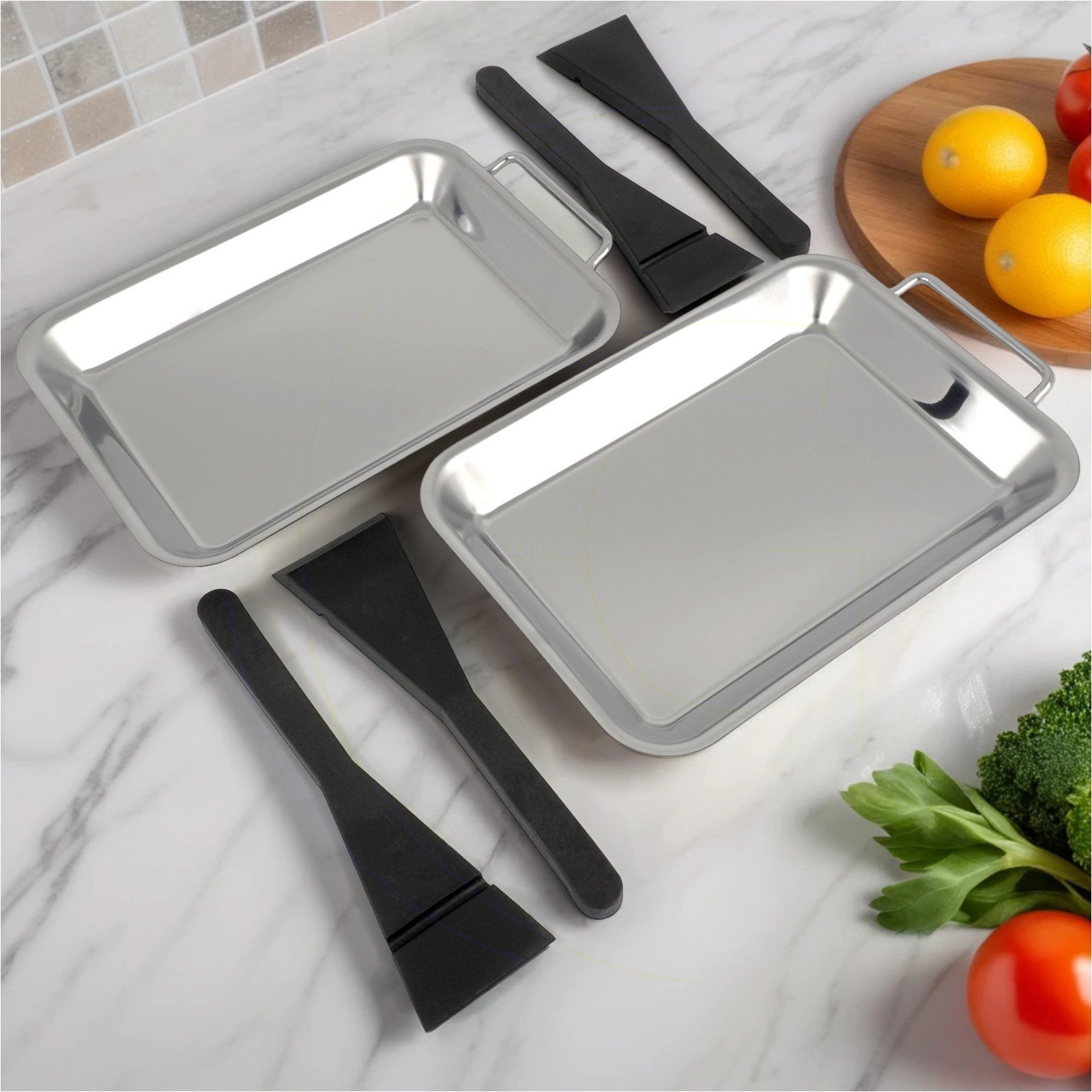 Gravidus Grillpfanne 2er Set Edelstahl Grillpfannen ideal für Gemüse Fleisch Fisch Grillgut