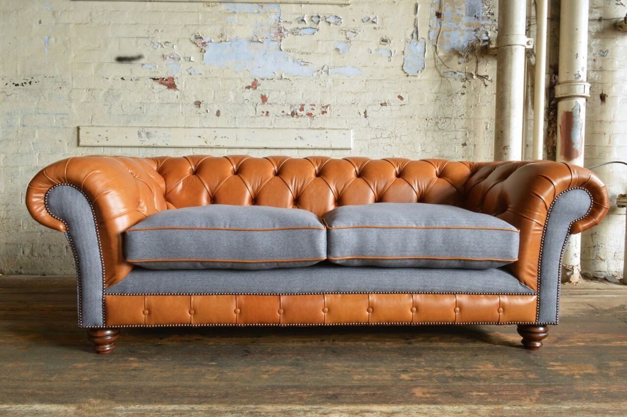 3-Sitzer Neues Designer-Sofa Chesterfield mit 3 Sitzplätzen aus Stoffpolsterung