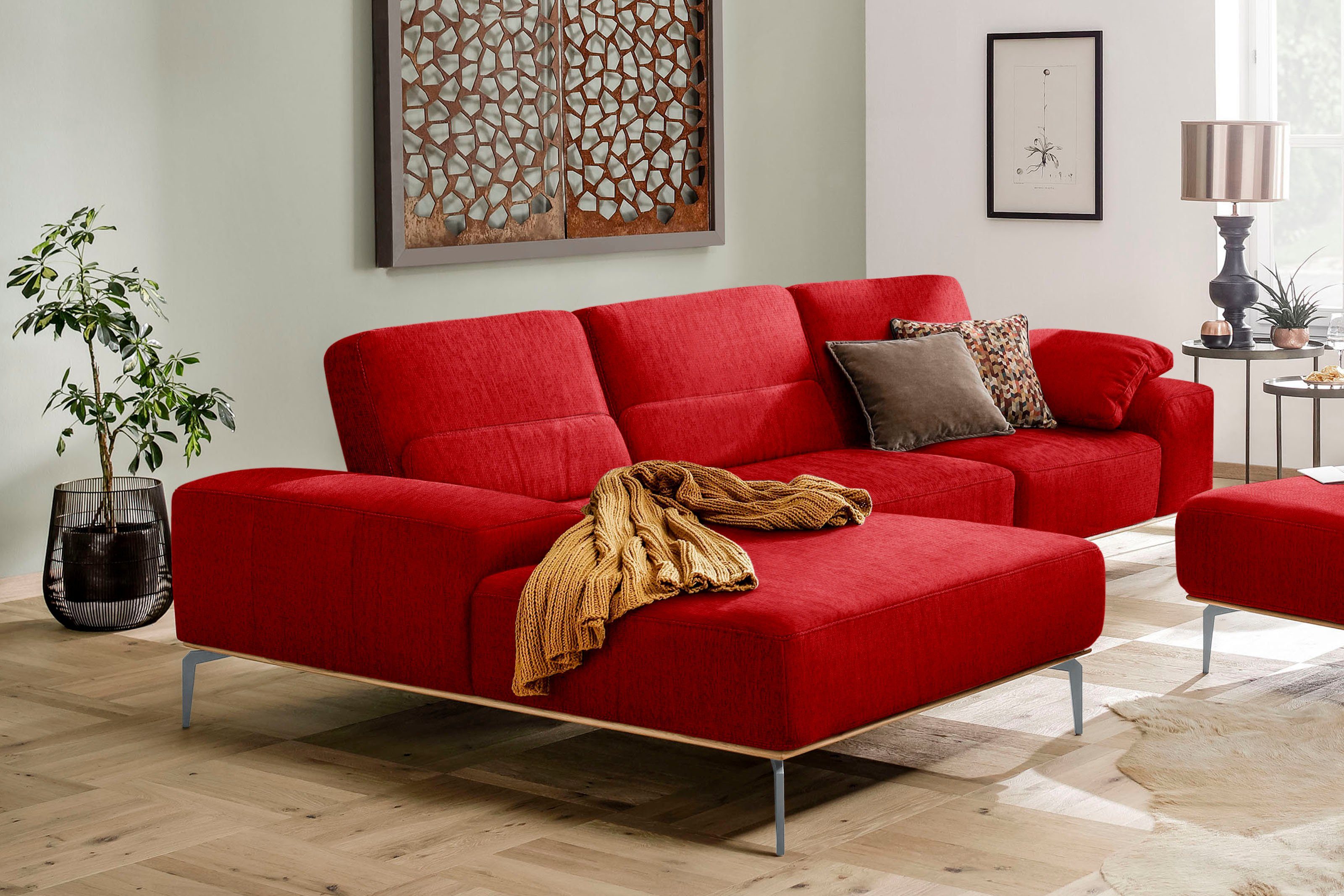 W.SCHILLIG Ecksofa run, mit elegantem Holzsockel, Füße in Silber matt, Breite 319 cm