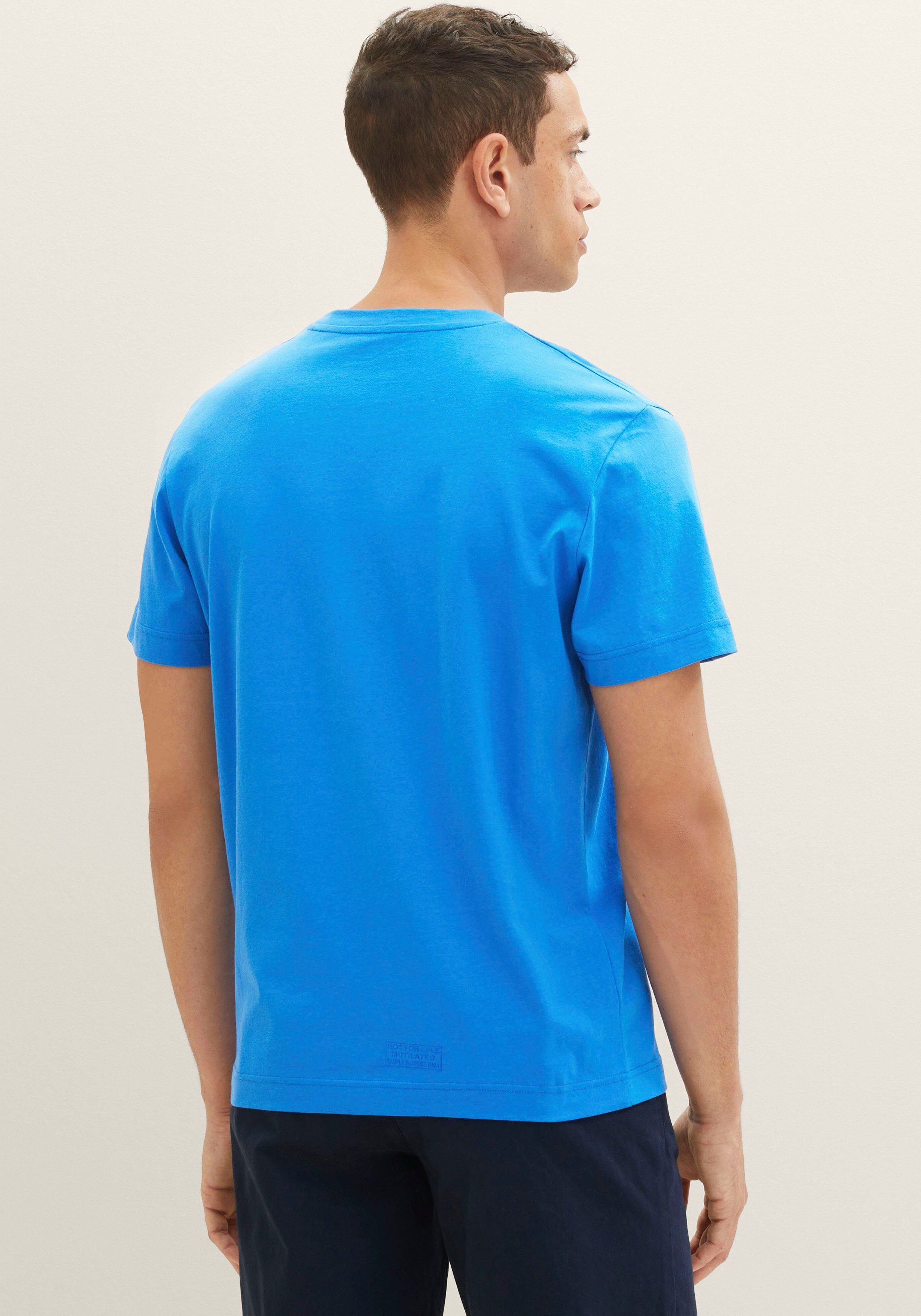 TOM TAILOR 1x dunkelblau royalblau Brust 1x T-Shirt auf (Packung, mit kleinem der mit 2-tlg) + großem Print Logo