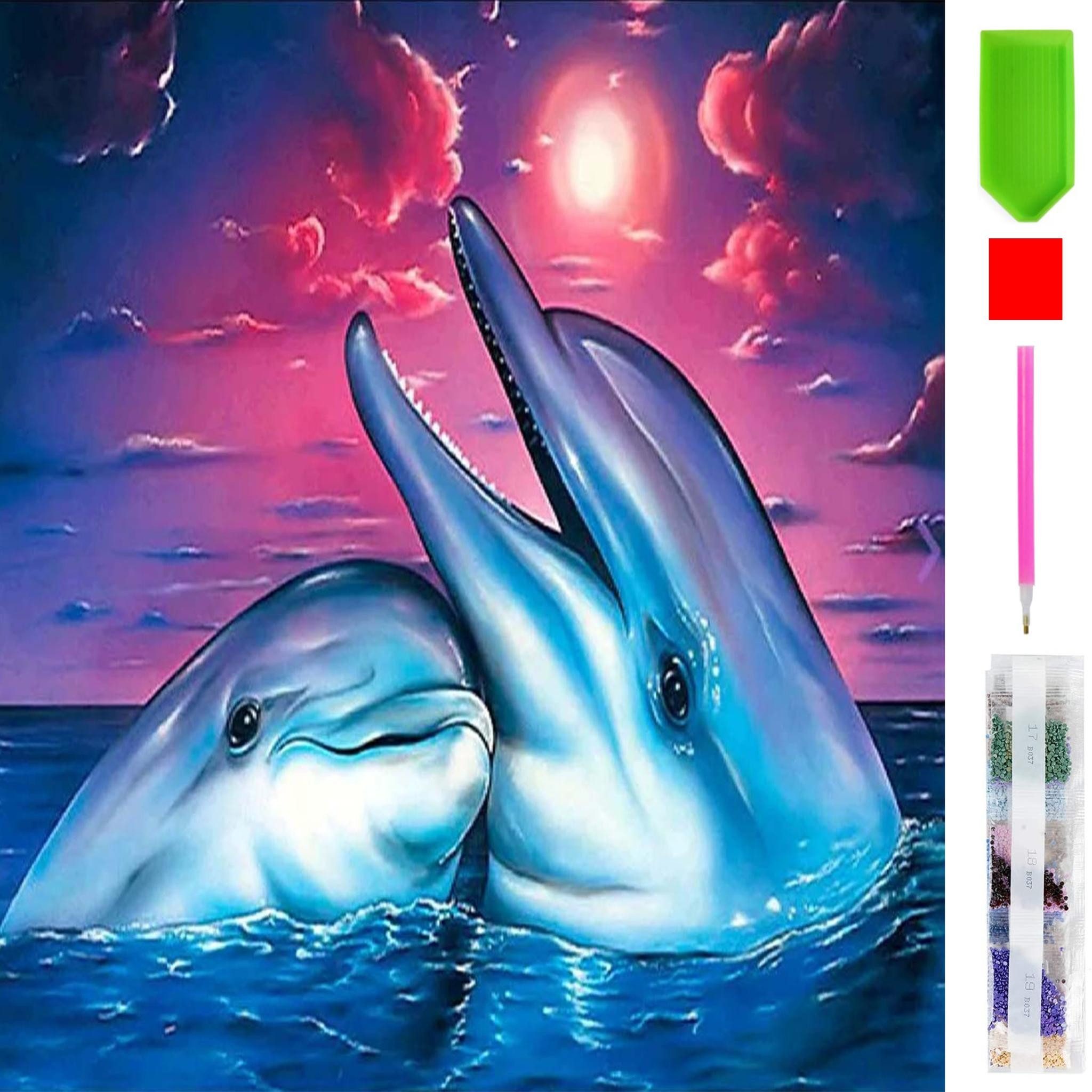 Malen nach Zahlen 5d Diamond Painting DIY Delfine Malen nach Zahlen 20x20cm