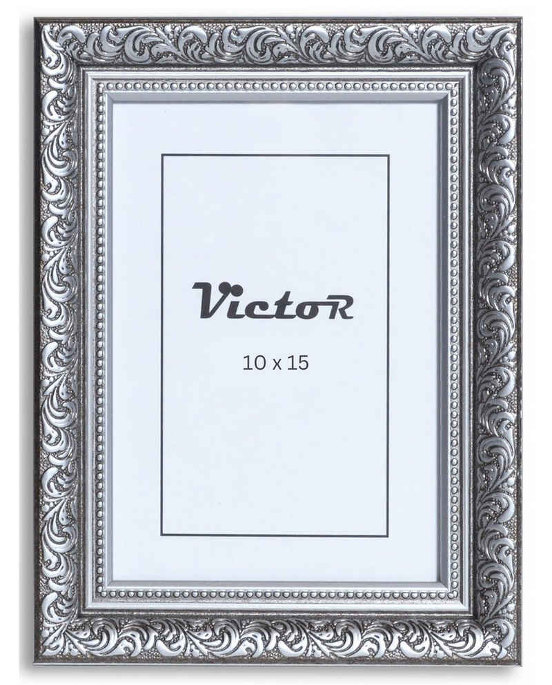 Victor (Zenith) Bilderrahmen »Rubens«, für 1 Bilder, 10x15 cm, in schwarz silber, Leiste: 30x20m, Barock, Echtglas, antiker Bilderrahmen
