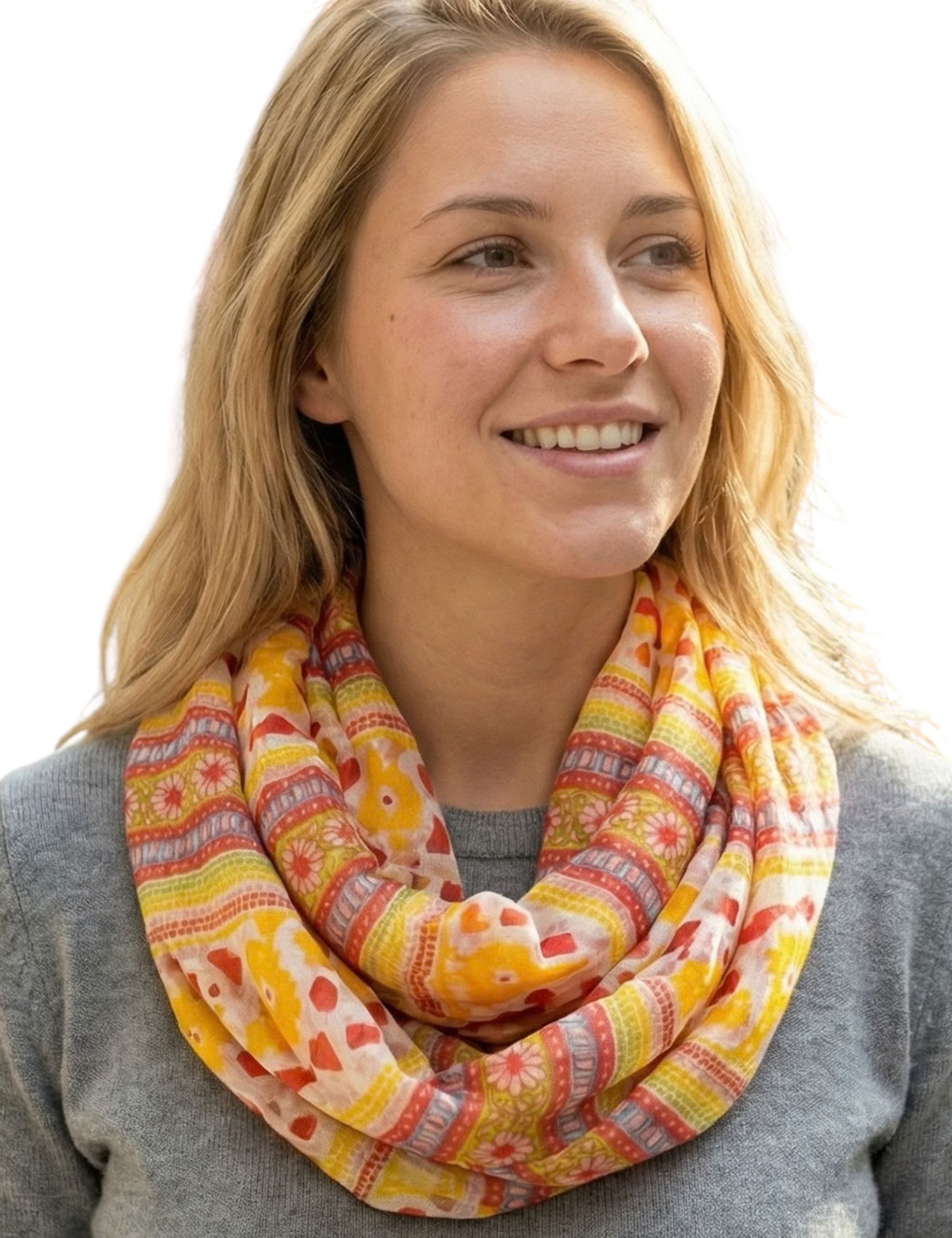 Sunsa Loop Damen Loop Schal Baumwolle Schlauchschal. Loopschal mit Blumen Design, Abstract Aufdruck