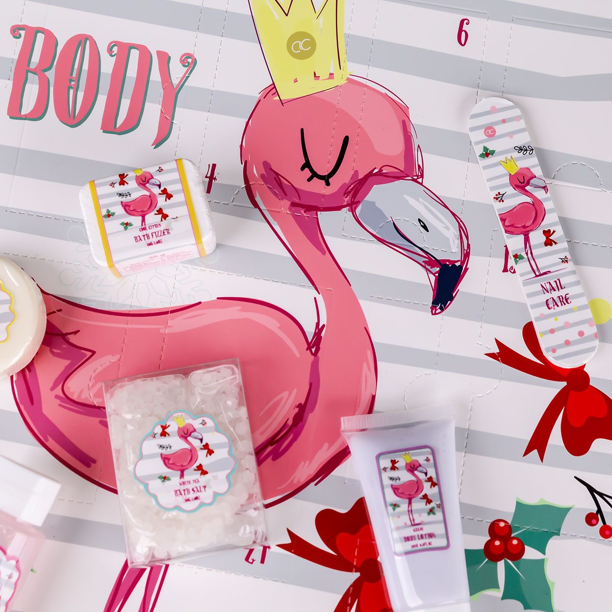 ACCENTRA Adventskalender Accentra FLAMINGO Adventskalender – 24 Pflege-Überraschungen, 24 Pflege-Überraschungen für tägliche Entspannung
