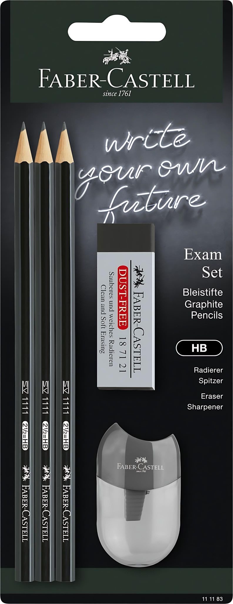 Faber-Castell Bleistift Faber Castell Bleistift 1111 HB schwarz Radierer+Spitzer