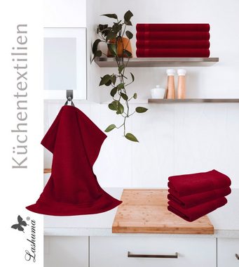 Lashuma Handtuch Set Linz Küchentücher, Frottee, (Spar-Set, 4-tlg), saugstarkes Abtrockentuch 50x50 cm Rot