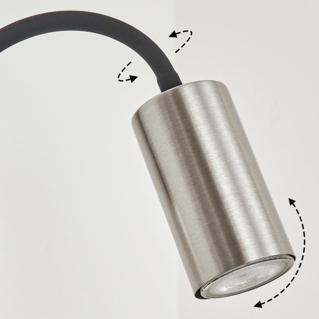 hofstein Wandleuchte »Gambellara« verstellbare Wandlampe GU10, Nickel-matt/Schwarz, ohne Metall & in Leselampe & aus mit An- Leuchtmittel, verstellbarem Lesearm Ausschalter