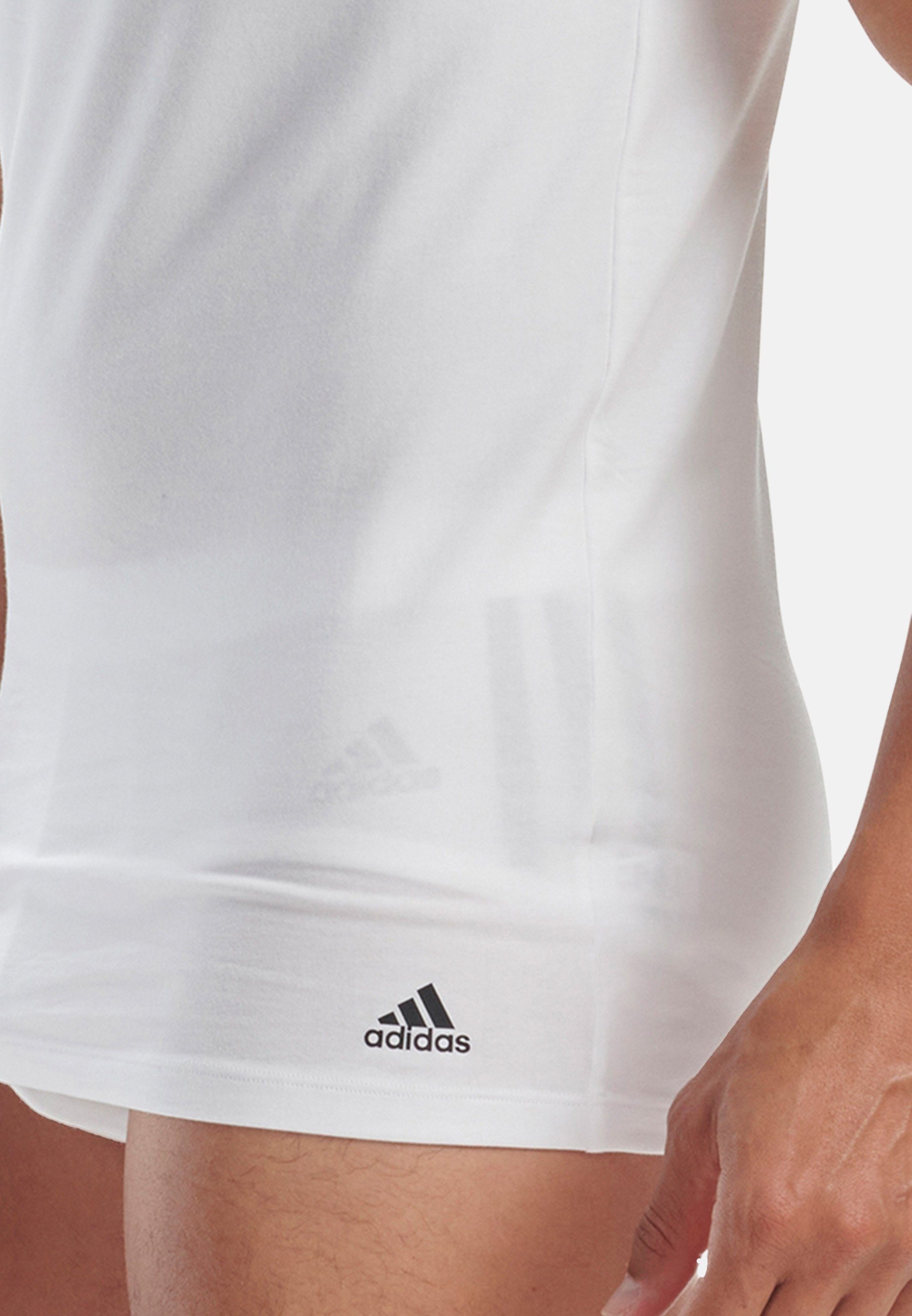 Stripes Unterhemd adidas Flex Tanktop 4-St) - Way Fit Flexibler Cotton Active Unterhemd Pack 4er Weiß - 4 Sportswear Baumwolle Stretch, / Slim (Spar-Set, 3