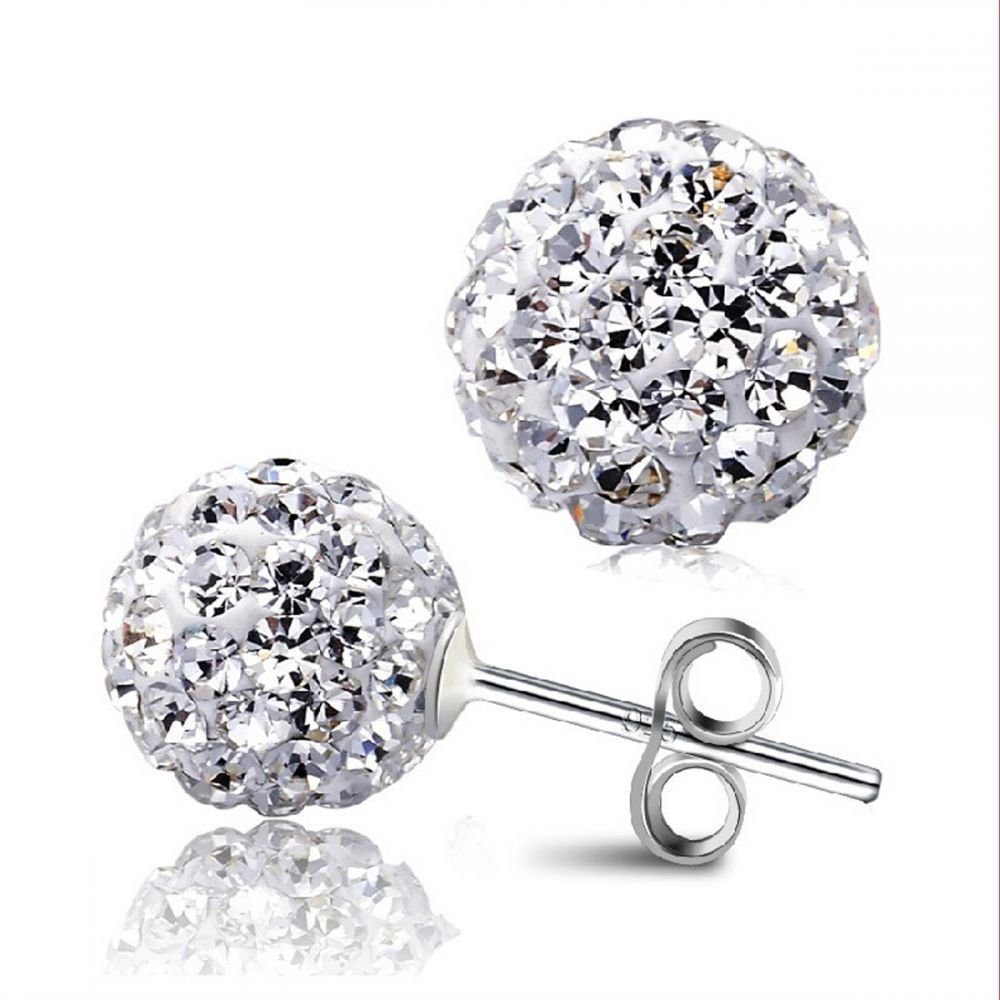 Ohrring-Set (1-tlg) Weiß Lubgitsr Ohrringe Damen Discokugel Silber Ohrstecker Crystalline Kristalle