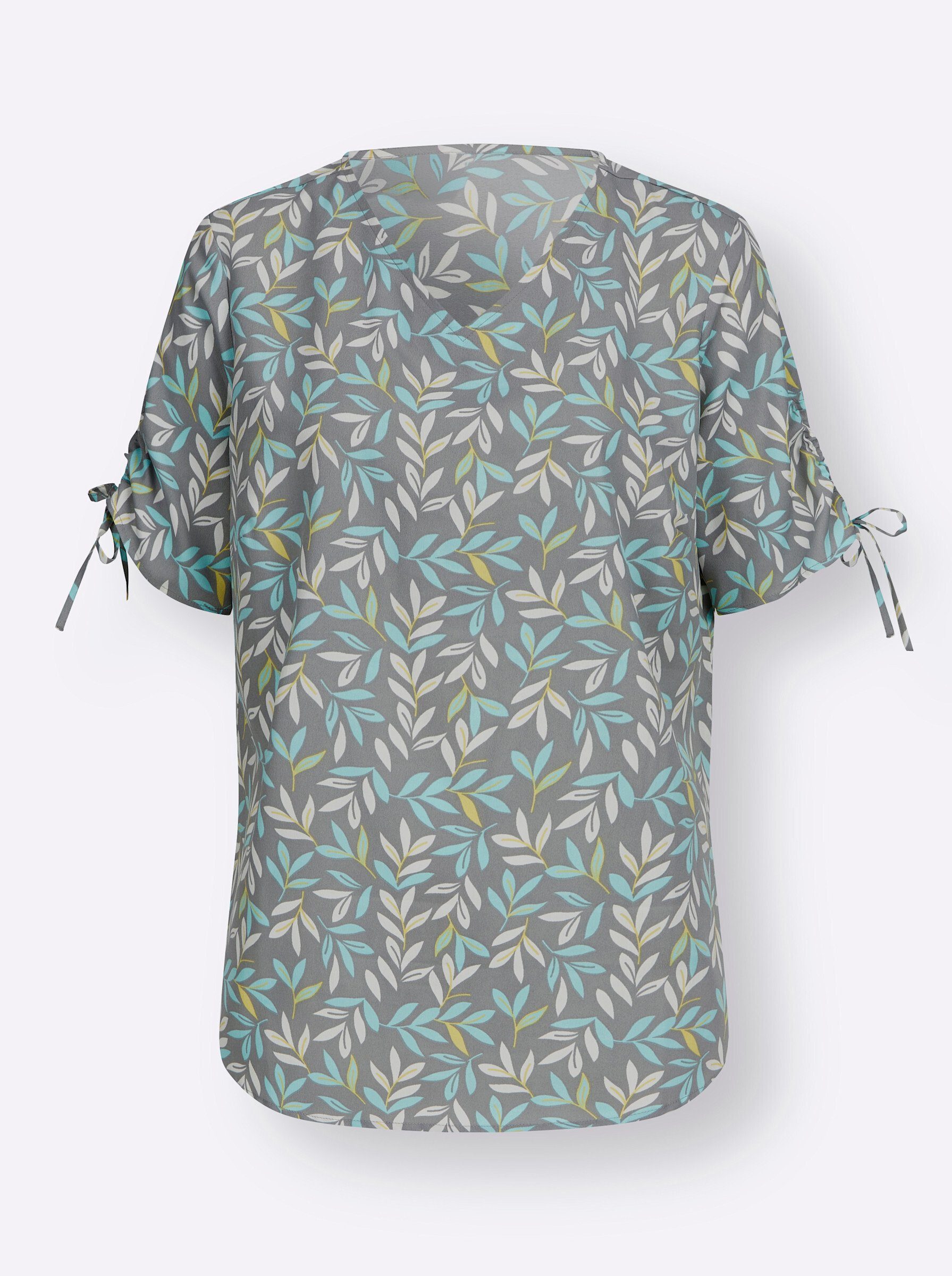 Sieh an! steingrau-aquamarin-bedruckt Klassische Bluse