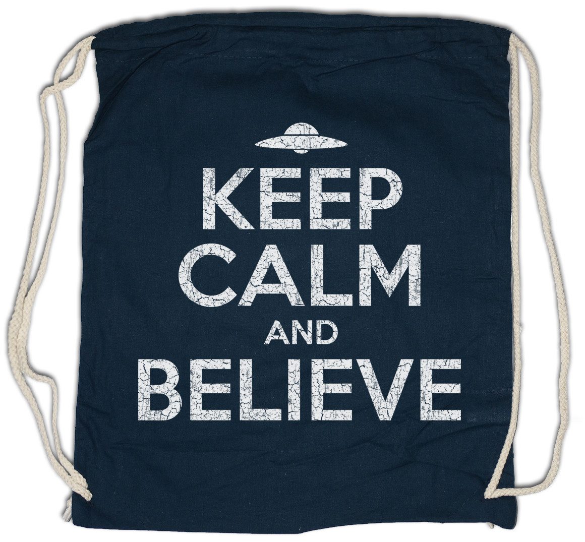 Turnbeutel Keep Calm And Believe Turnbeutel Ufo Alien Sign Zeichen Symbol Flying