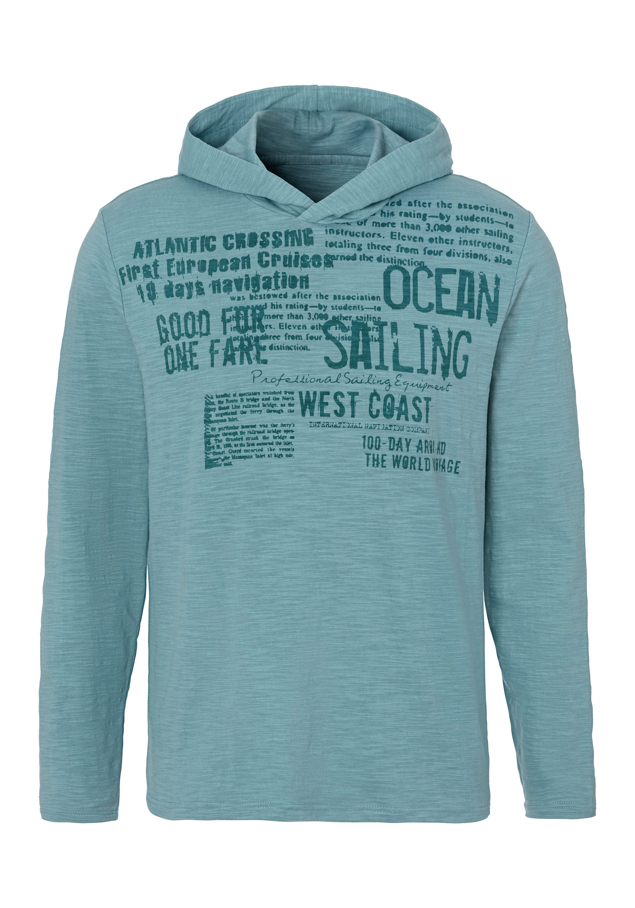 John Devin Kapuzenshirt Langarmshirt bedruckt mit Kapuze aus strukturierter günstig online kaufen