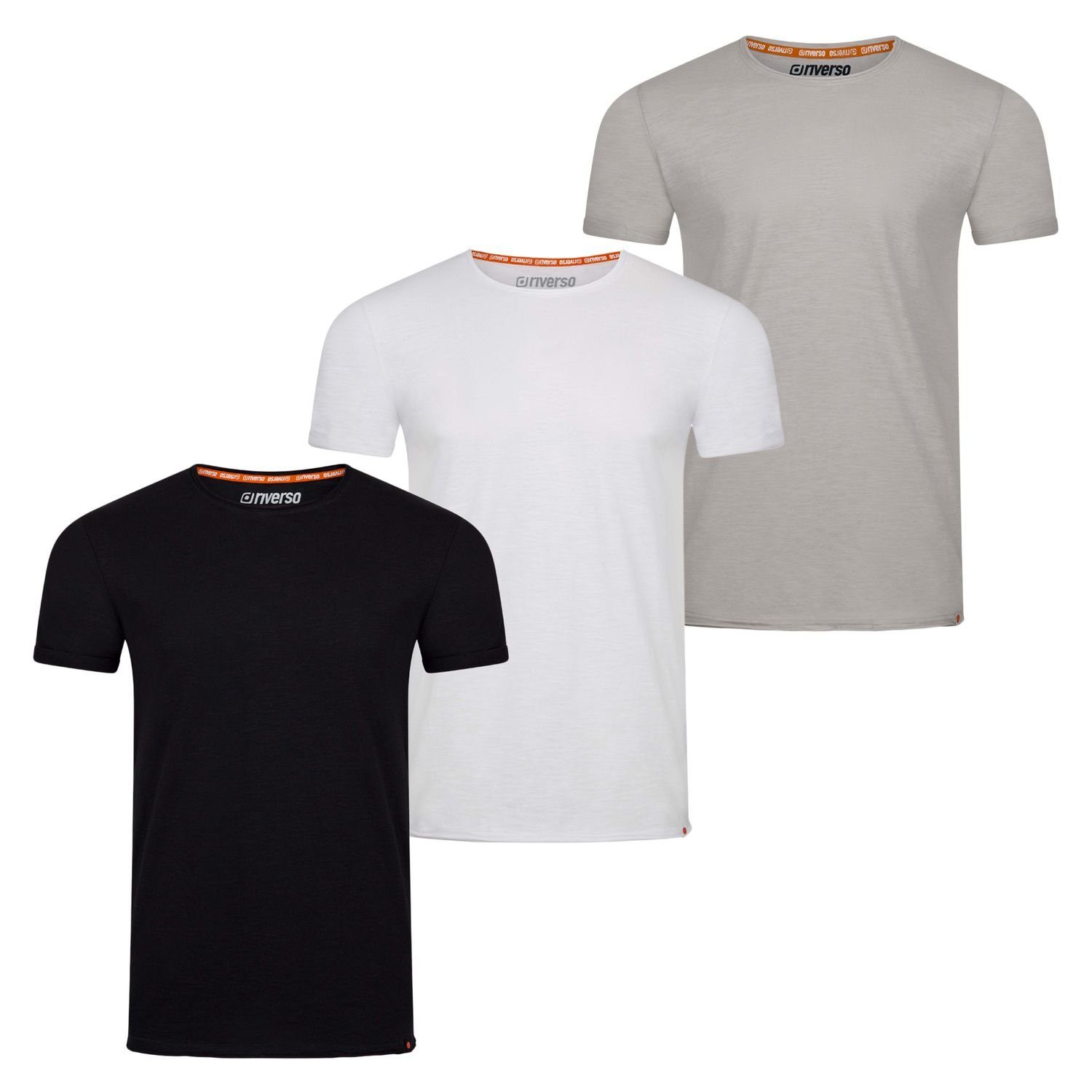 riverso T-Shirt Herren Basic Shirt RIVLenny Regular Fit (3-tlg) Kurzarm Tee Shirt mit Rundhalsausschnitt aus 100% Baumwolle Farbmix 3