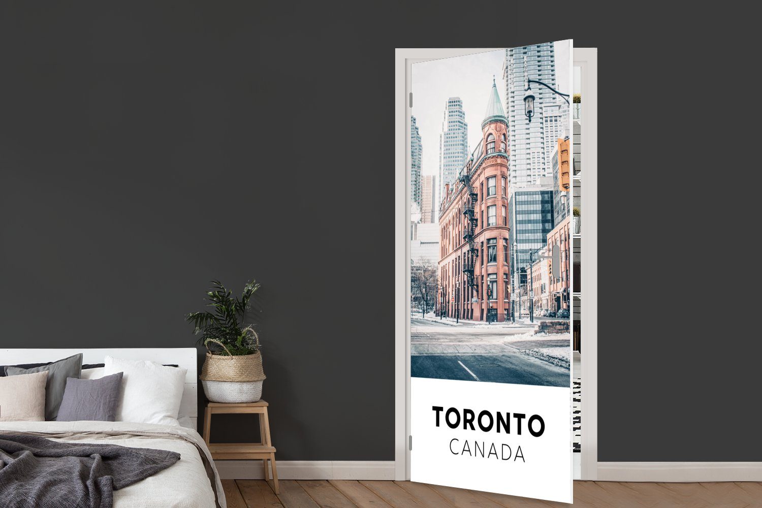Kanada für Tür, - Architektur 75x205 Türaufkleber, Matt, cm Türtapete St), Turm, Fototapete MuchoWow bedruckt, - (1