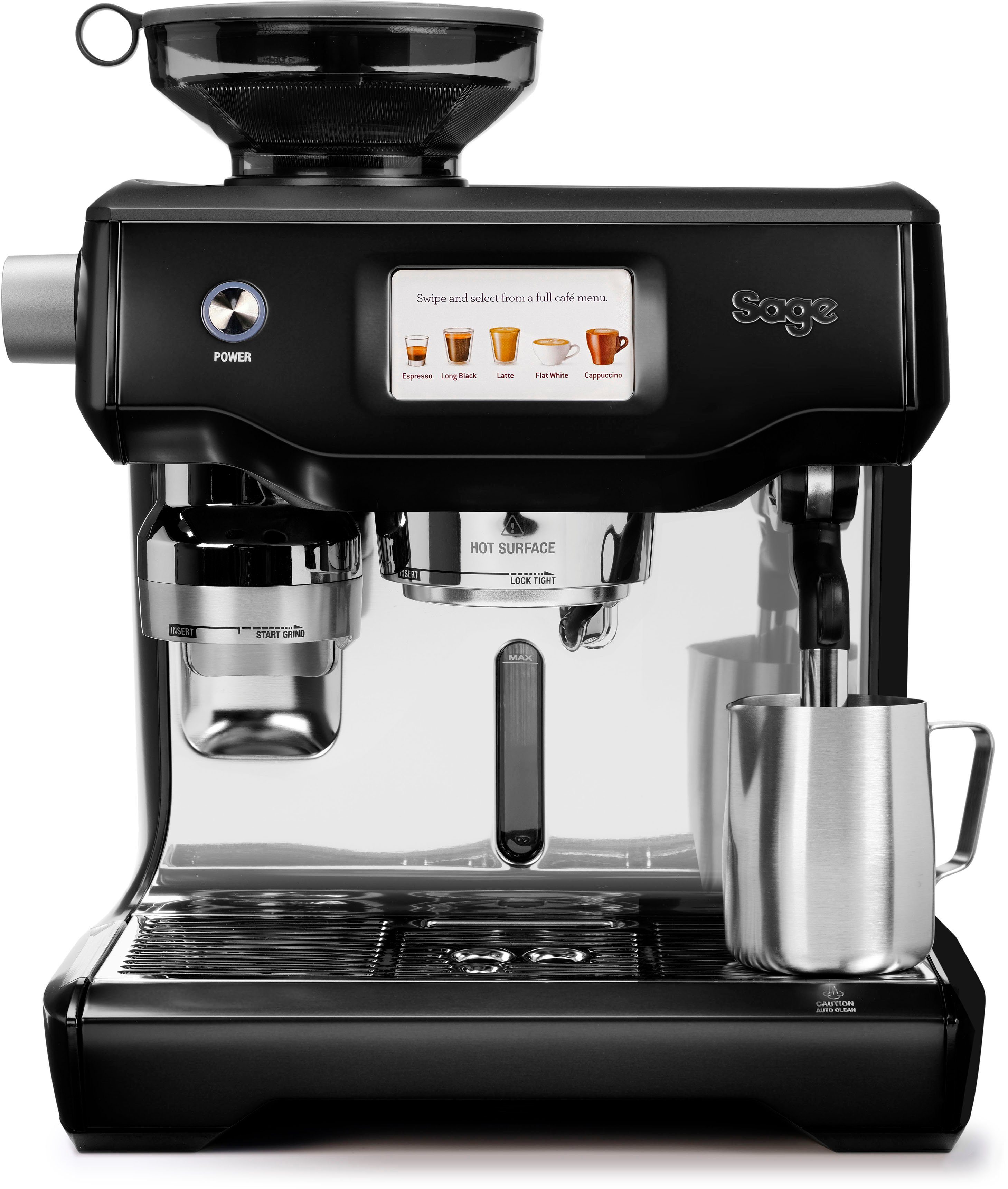 Sage Espressomaschine the Oracle Touch SES990BST, Siebträger, inkl. Milchkännchen