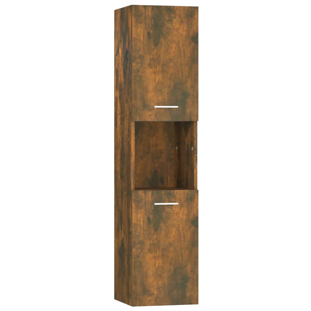 vidaXL Mehrzweckschrank NA Hochschrank Badezimmer Holzwerkstoff 30x30x130 cm Räuchereiche für