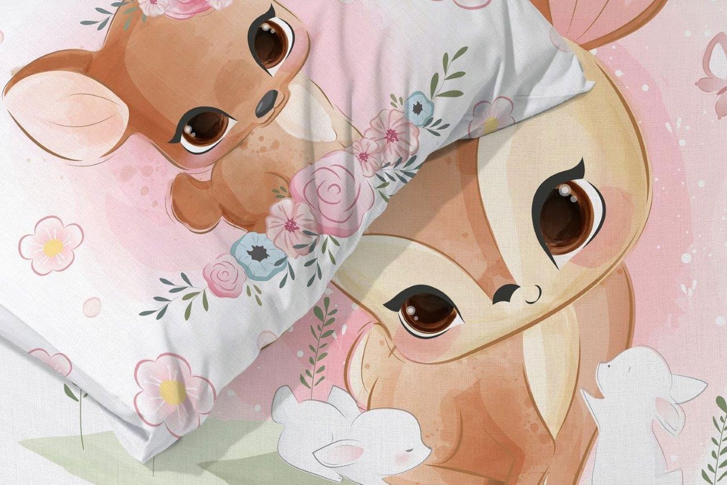 texpot Bettwäsche Kinderbettwäsche Reh Tiere bedruckt Garnitur, 2 teilig