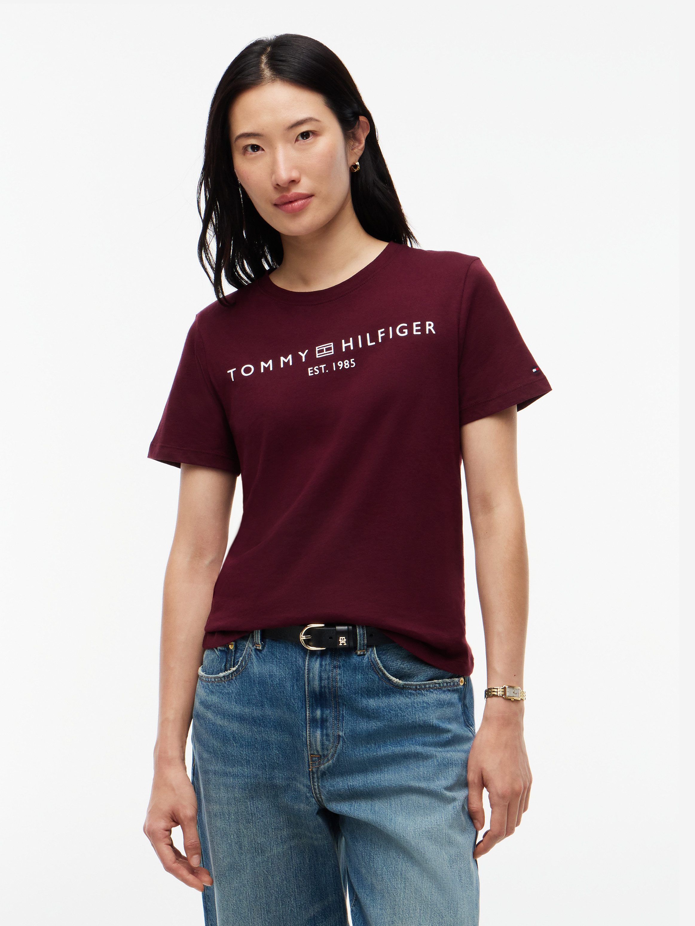 Tommy Hilfiger Kurzarmshirt REG CORP LOGO C-NK SS Baumwolle