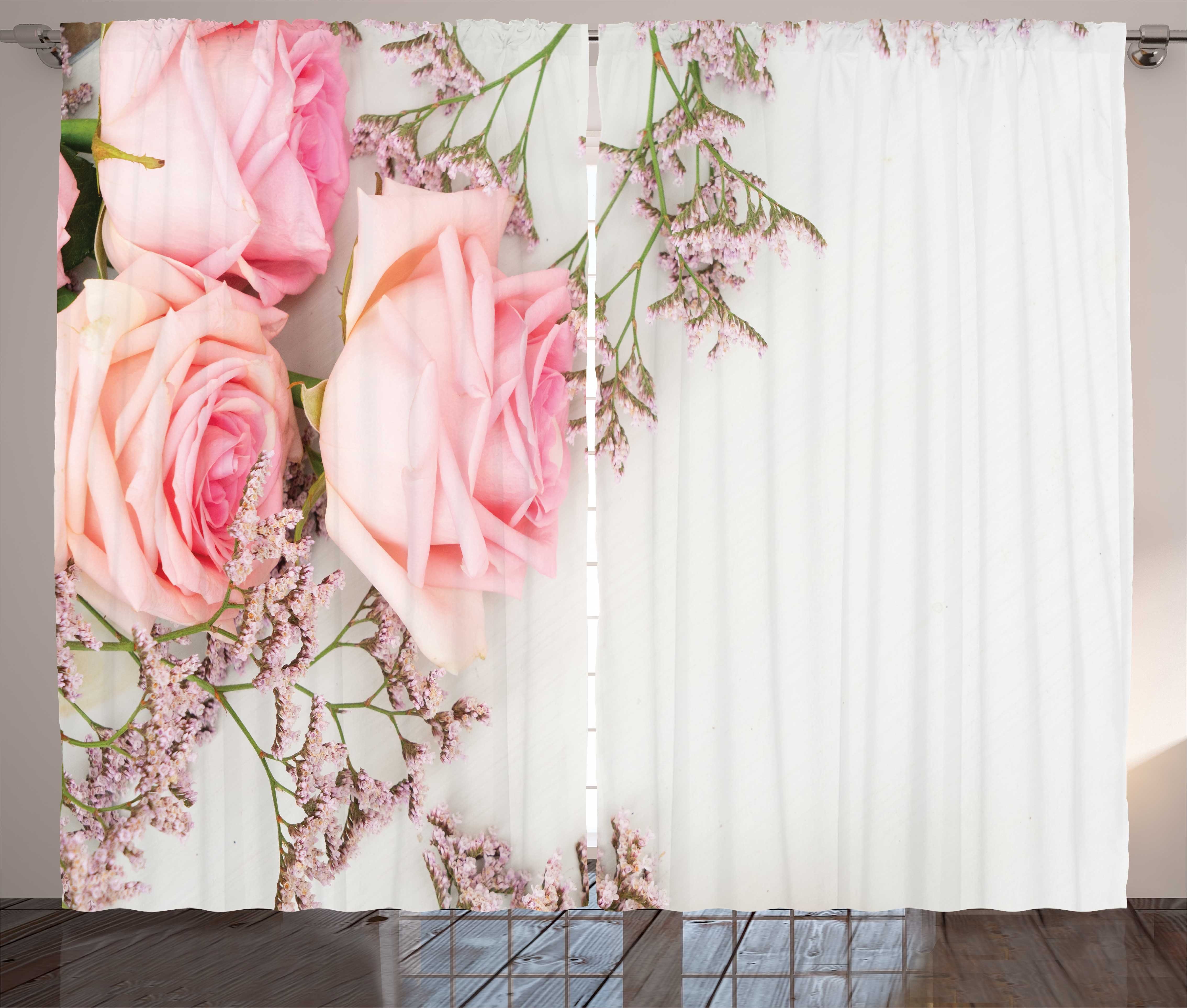 Gardine Schlafzimmer Kräuselband Vorhang mit Schlaufen und Haken, Abakuhaus, Vintage Rose Close up Foto Blumen