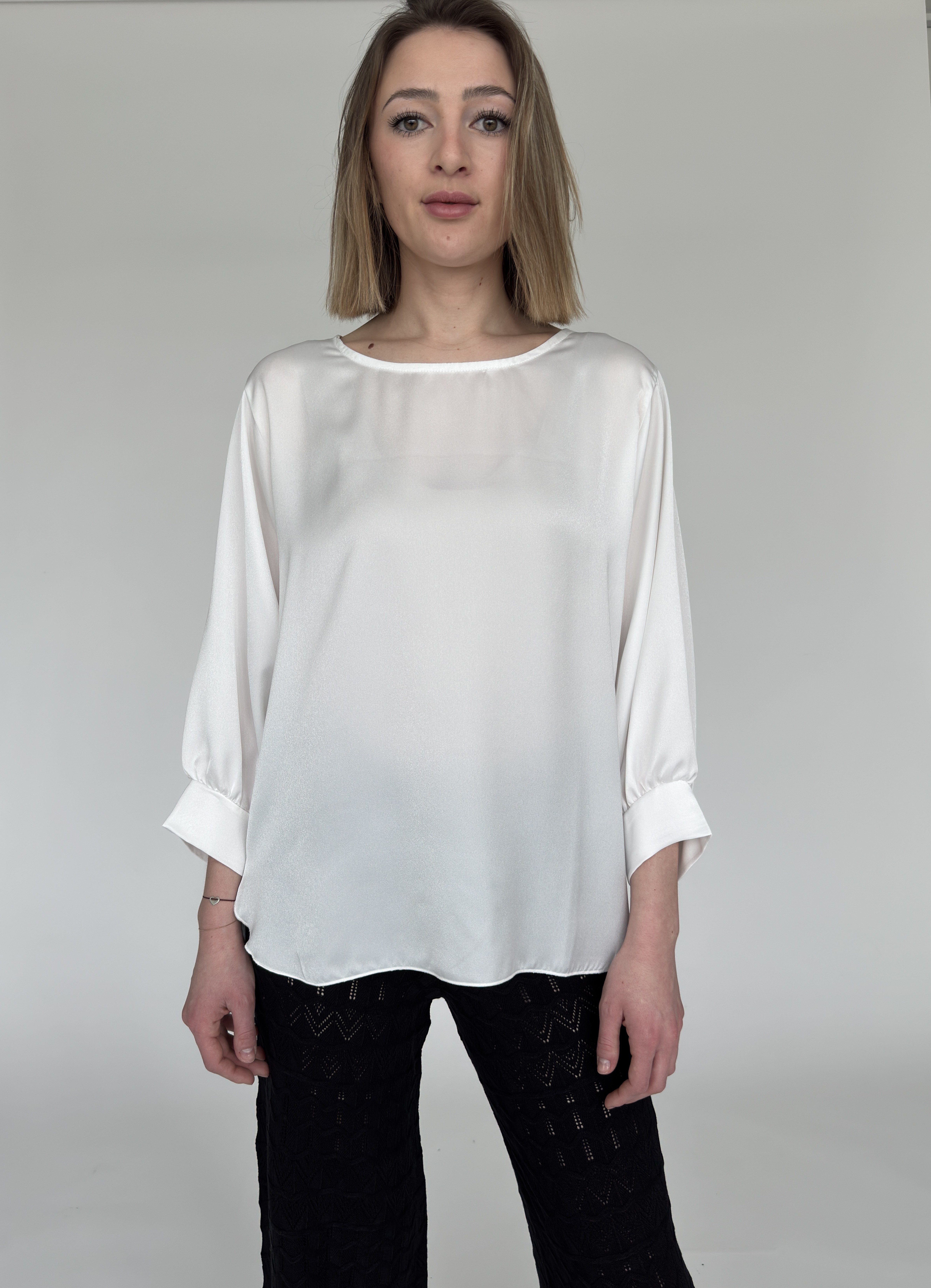 Zuckerwatte Satinbluse SILK TOUCH mit Rundhals günstig online kaufen