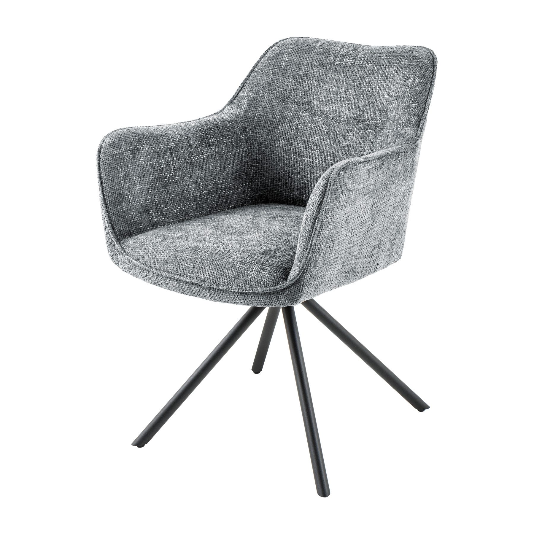 riess-ambiente Polsterstuhl VERONA grau / schwarz (Einzelartikel, 1 St), Esszimmer · Stoff · Metall · mit Armlehne · 180° drehbar · Design