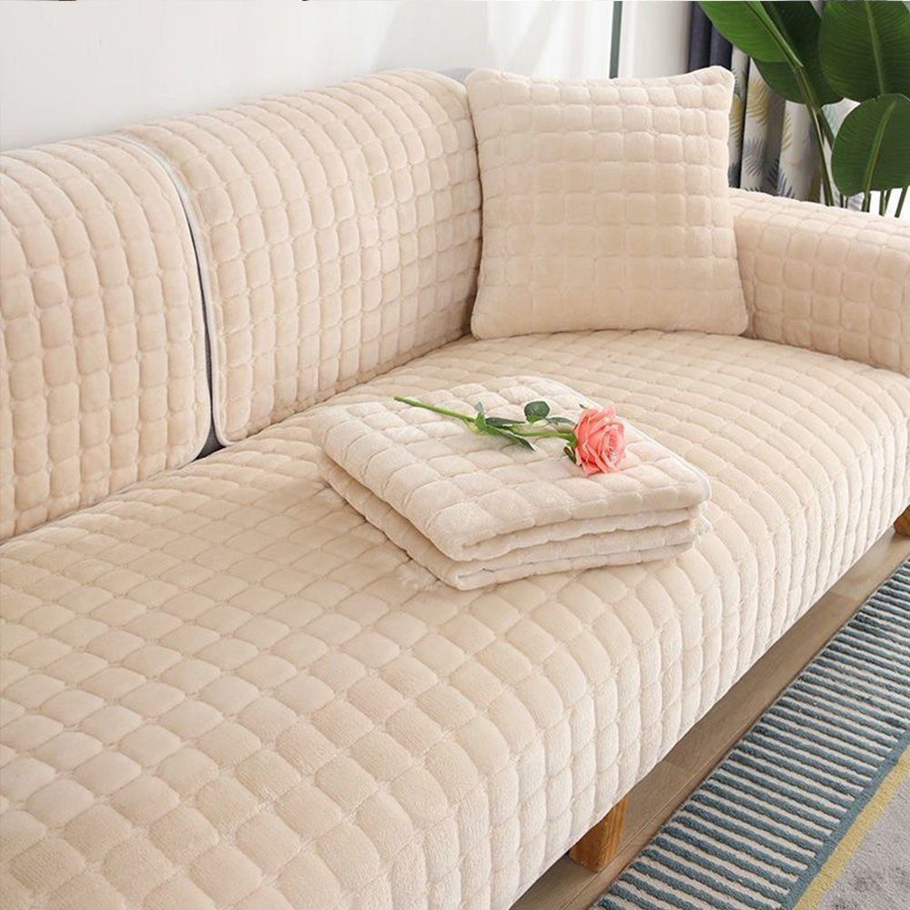 NUODWELL Sofabezug Samt Sofabezug,rutschfest L Form Sofaüberwurf,Couch Bezug Ecksofa