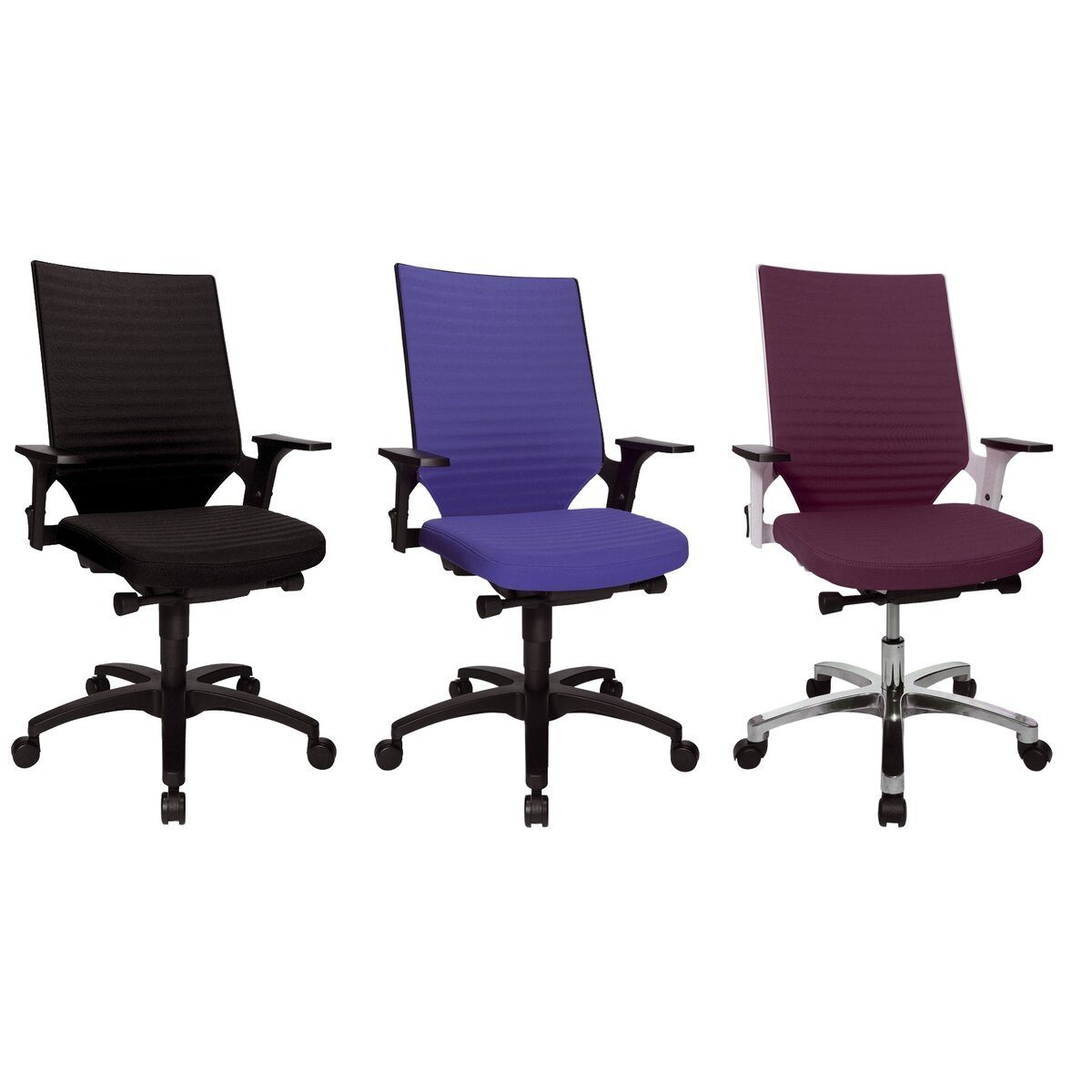 TOPSTAR Drehstuhl Drehstuhl Autosyncron-2 - schwarz mit Armlehnen.