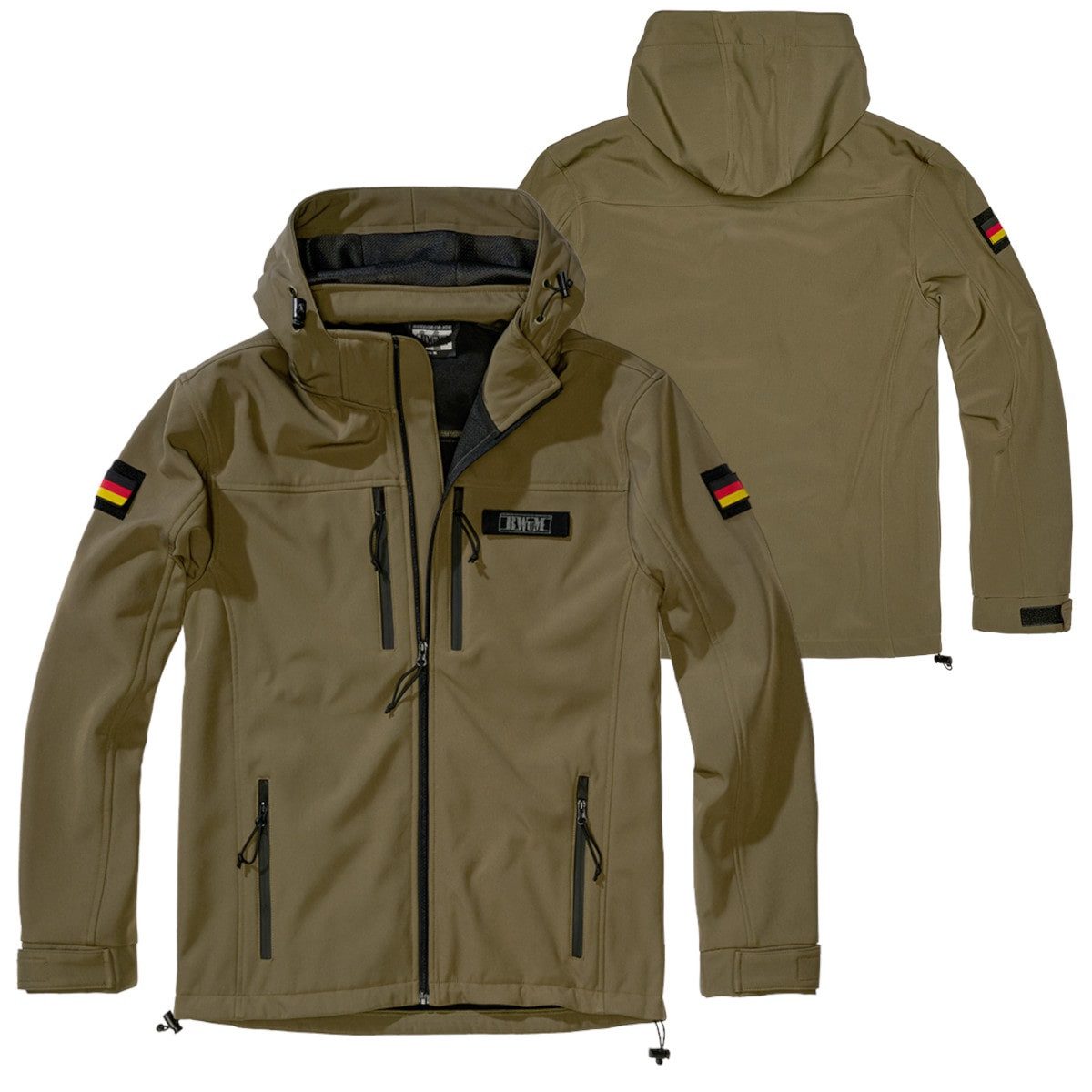 Outdoorjacke BWuM Tactical Softshell Jacke + Patch & Flaggen