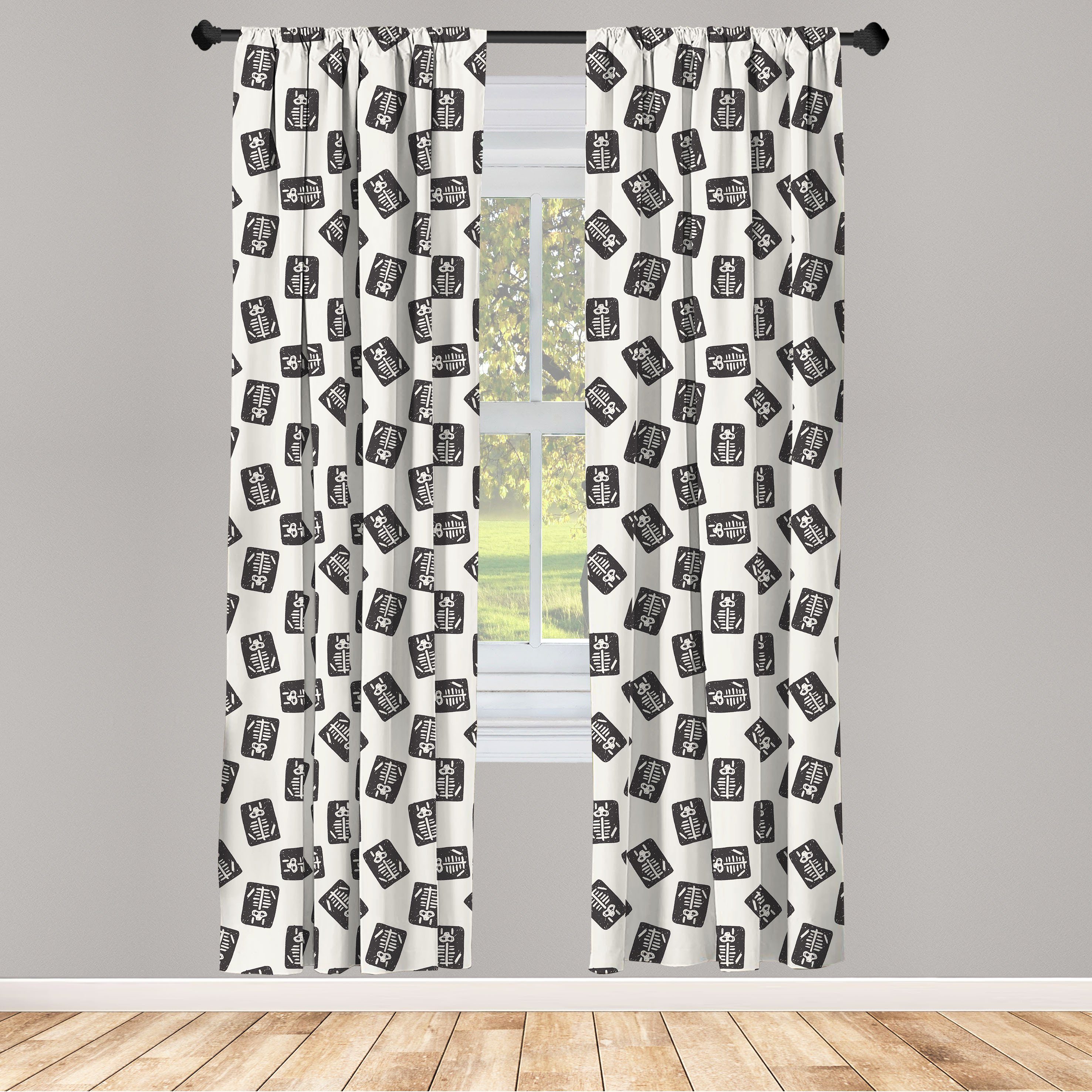 Gardine Vorhang für Skeleton Kindergarten Grunge Schlafzimmer Microfaser, Abakuhaus, Wohnzimmer Dekor, in Xray