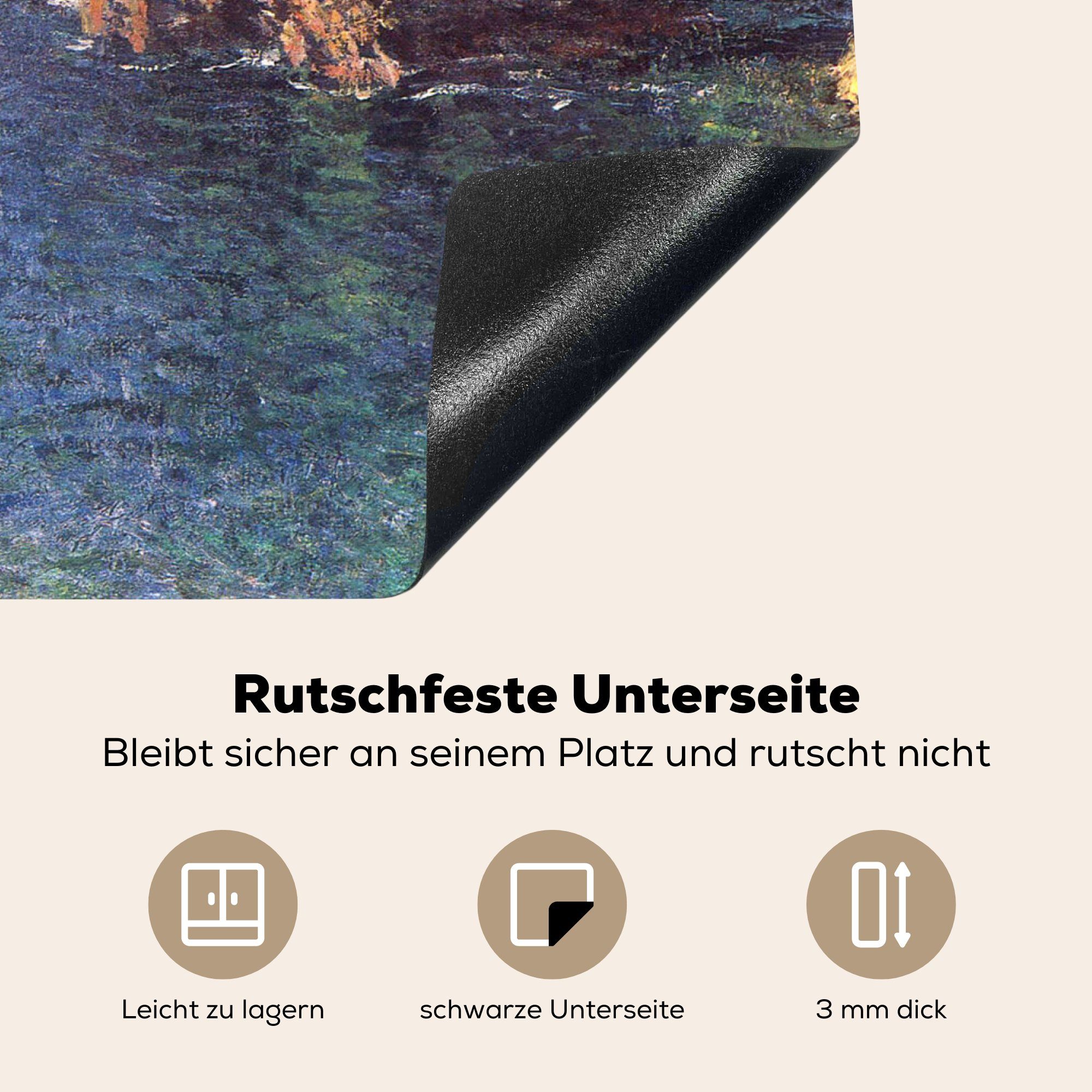 von Vinyl, Die (1 - cm, küche, Claude MuchoWow für Herdblende-/Abdeckplatte die Grotte Port-Domois Induktionsmatte Ceranfeldabdeckung tlg), Gemälde Monet, von 59x52