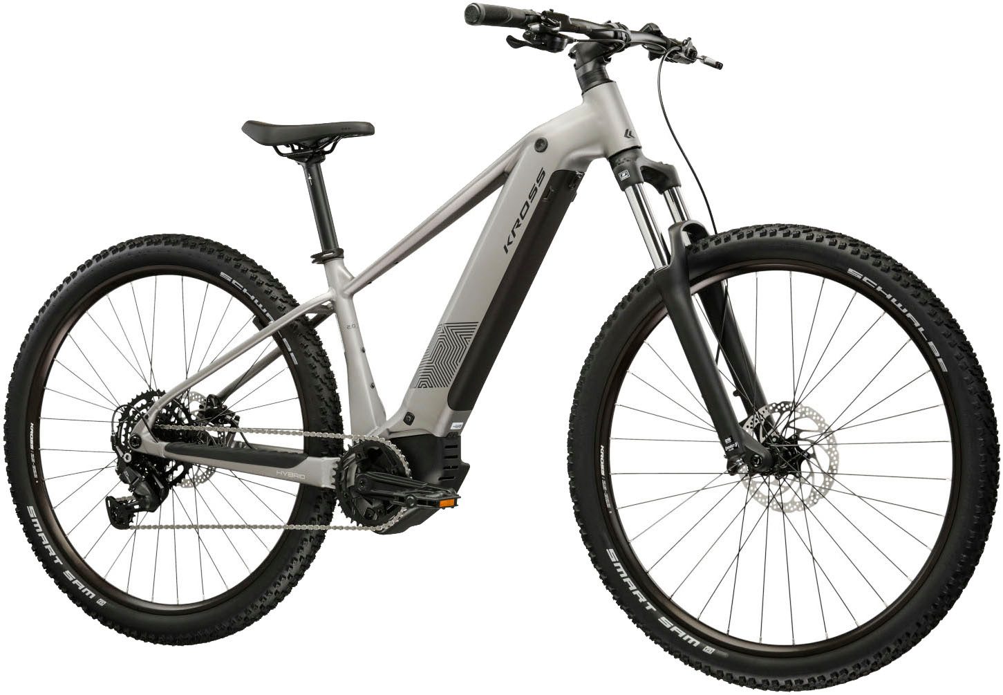 Kross E-Bike Mountainbike Influx Hybrid 2.0 16,7Ah / BOSCH 600 Wh 29" silber 9 Gänge 2026, 9 Gang Shimano CUES U4000 Schaltwerk, Kettenschaltung, Mittelmotor, 600 Wh, BOSCH PERFORMANCE LINE PX 36 V/250 W, Mittelmotor