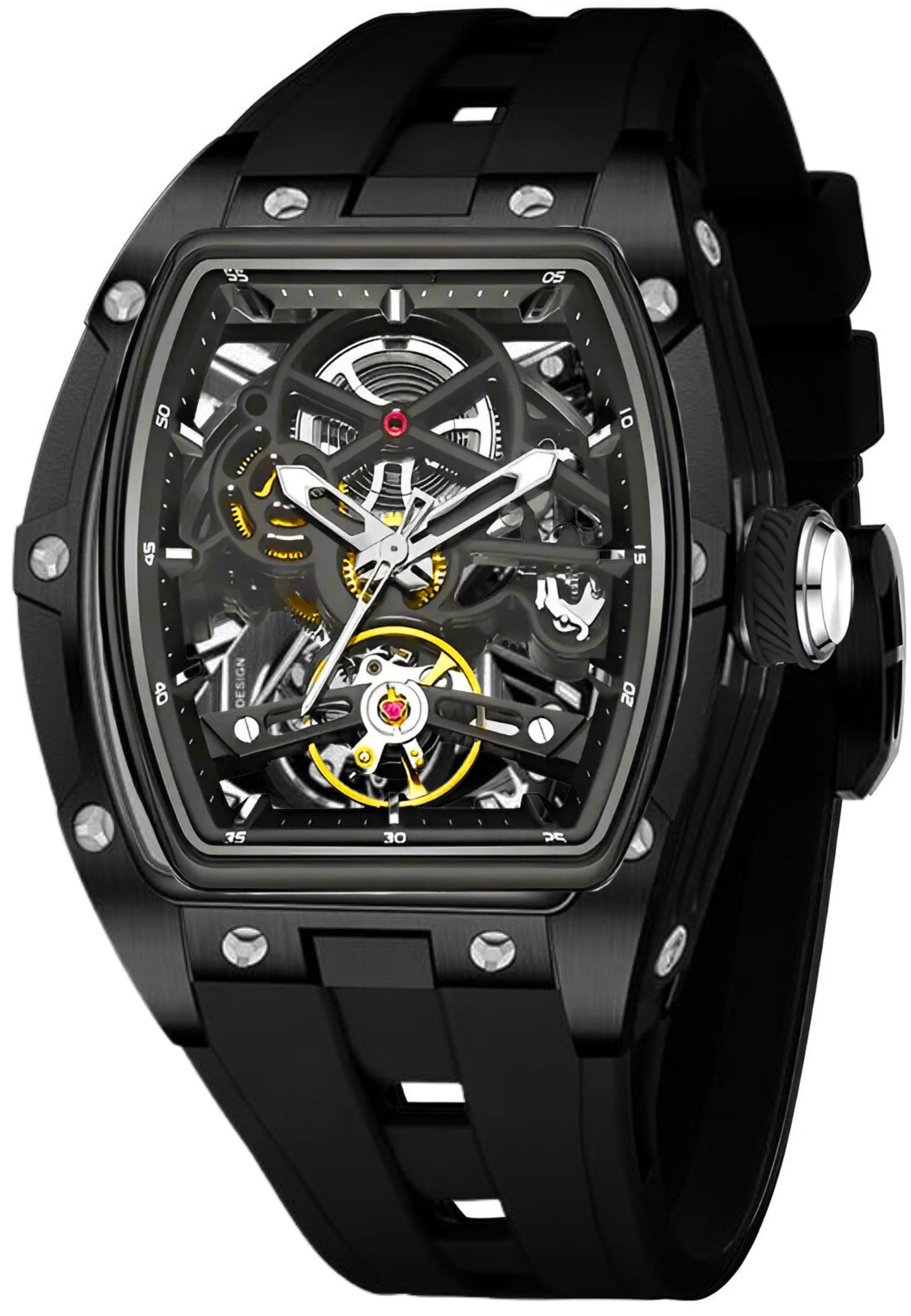 S&T Design Automatikuhr Armbanduhr Herren Uhr Edelstahl Silikon Skelett Ske günstig online kaufen