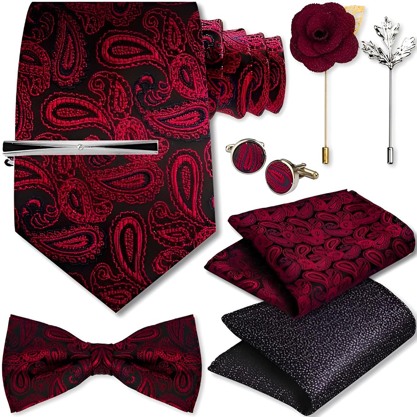 Diyarts Krawatte Hochzeitskrawatte (Fliegen Set mit, Einstecktuch, Manschet günstig online kaufen