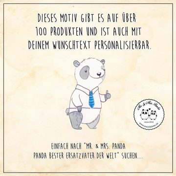 Mr. & Mrs. Panda Windlicht Panda Bester Ersatzvater der Welt - Transparent - Geschenk, Geburtsta (1 St), Liebevolles Design