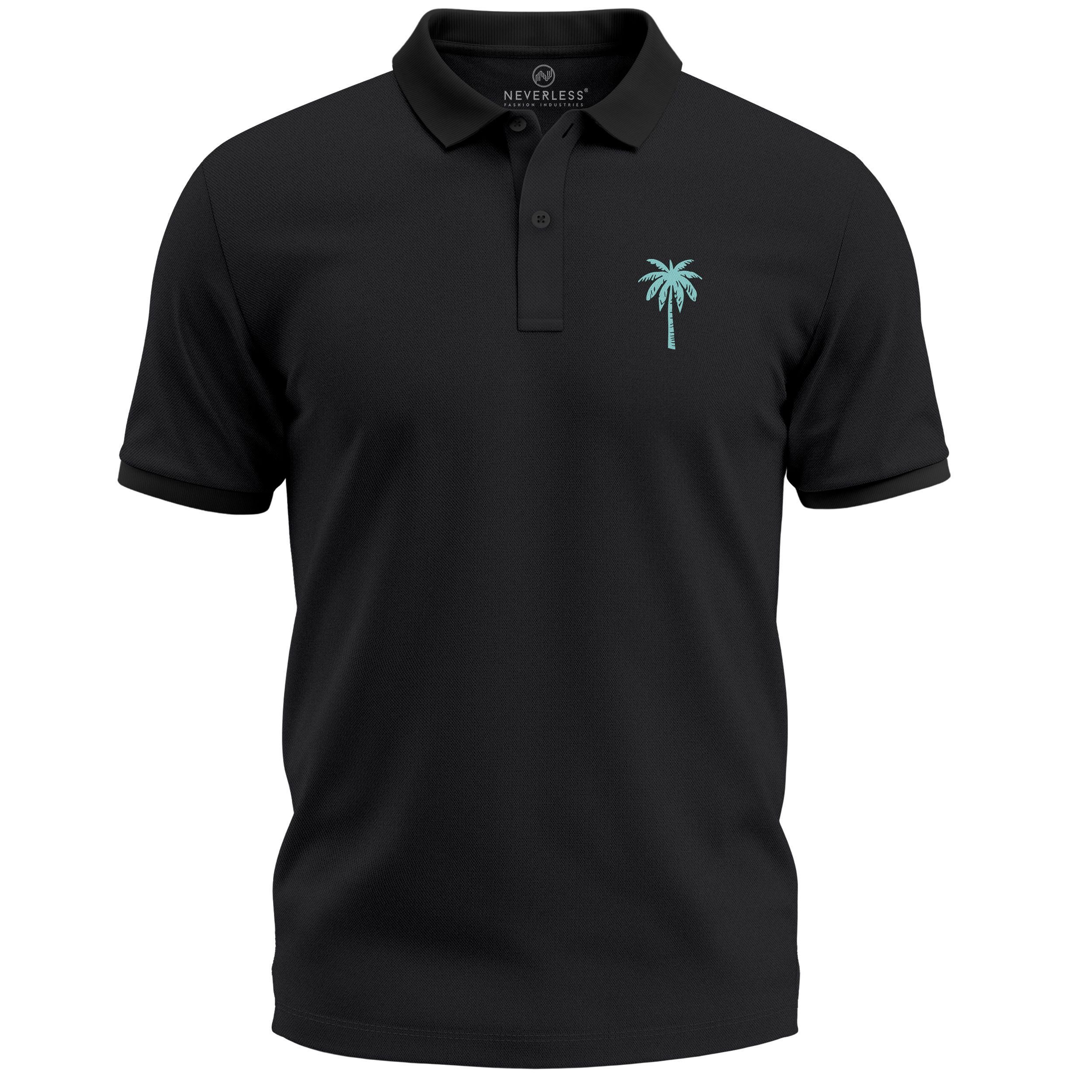 Poloshirt Poloshirt Herren mit Palmen-Logo Kurzarm Polo Sommer Casual Look