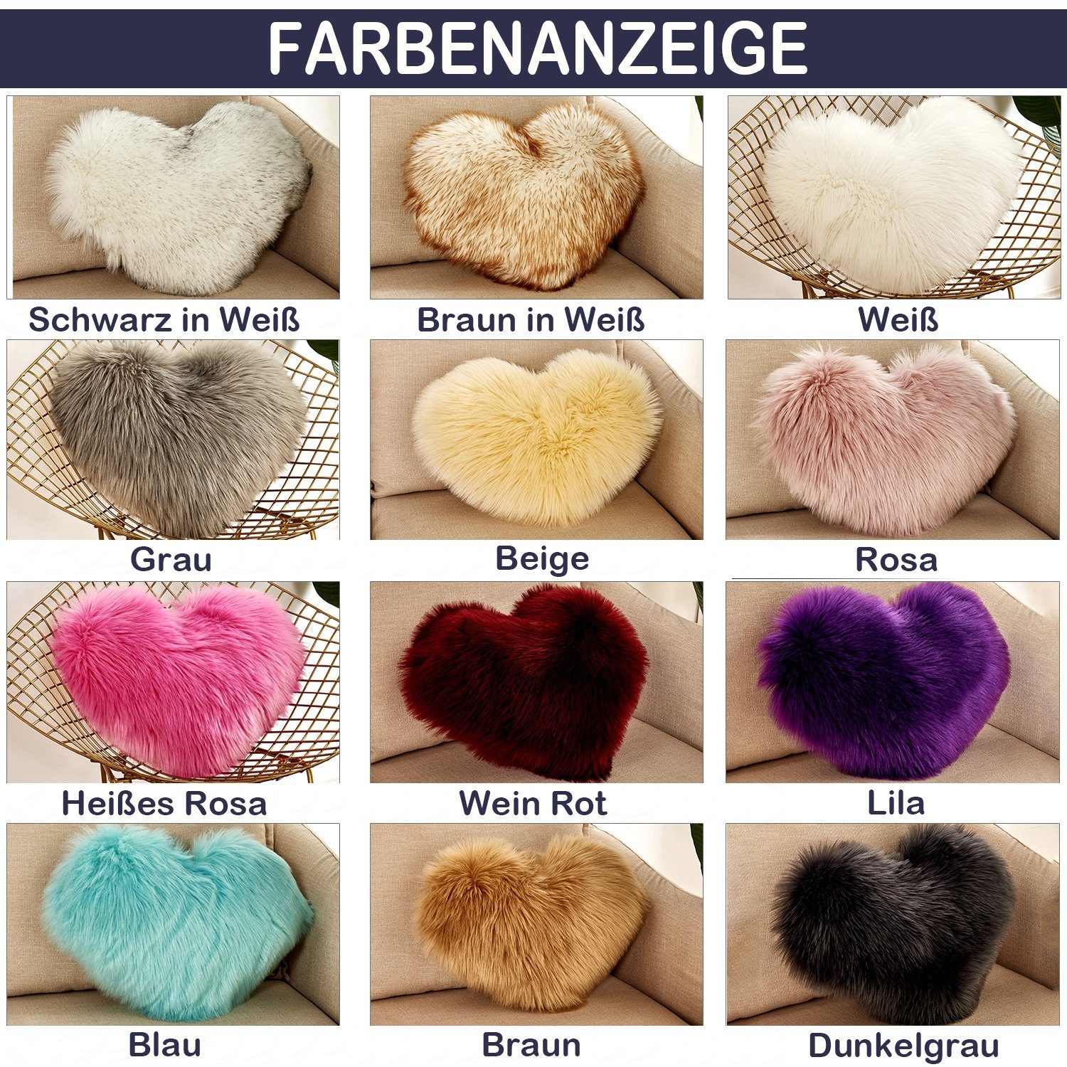 BTTO Kissenbezug Kissenbezug 1/2St.Herzform 40X50cm Hochfloriges günstig online kaufen