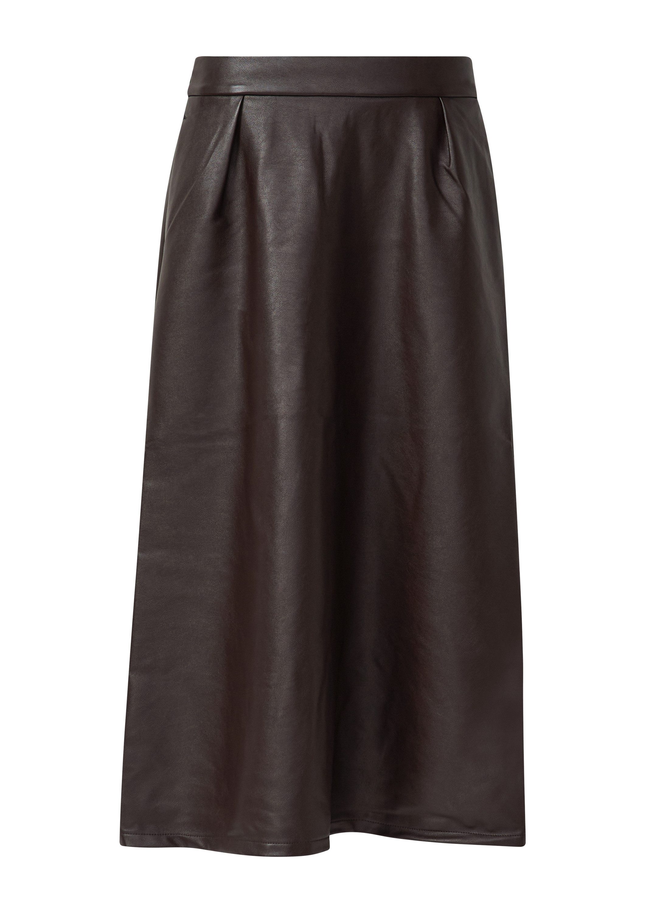 s.Oliver Maxirock Rock Midirock in Leder-Optik mit ausgestelltem Saum günstig online kaufen