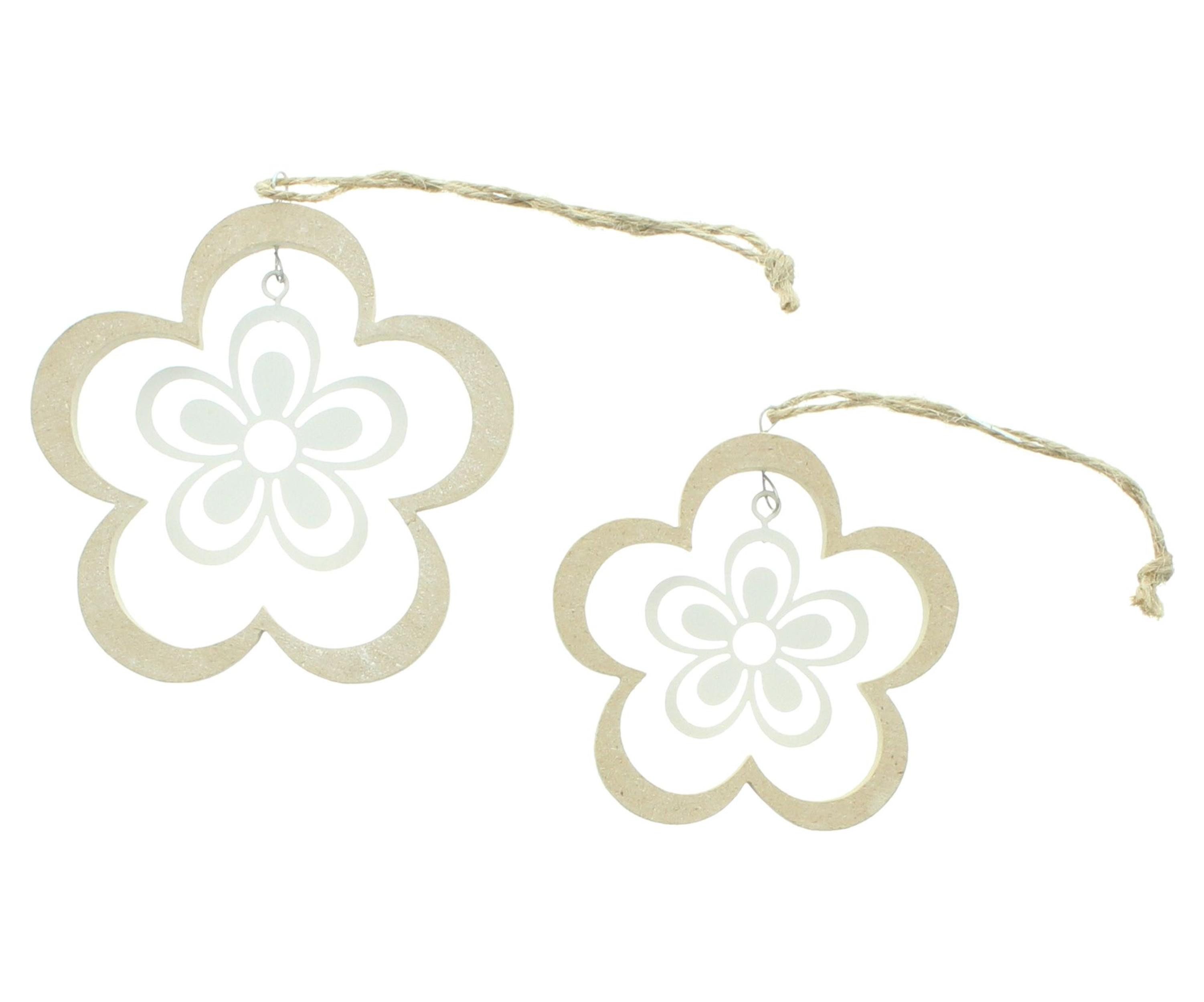 Dekohänger 3x Dekohänger Blume MDF & Metall 8+10cm – Frühlingsdeko