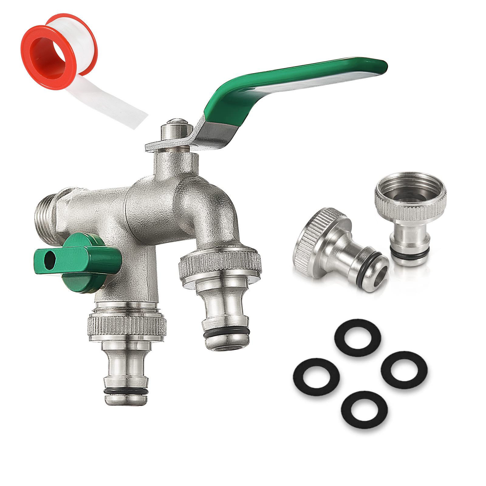 TLGREEN 2-Wege-Ventil Doppel Wasserhahn Garten, (Rost- und Frostschutz,Mit günstig online kaufen