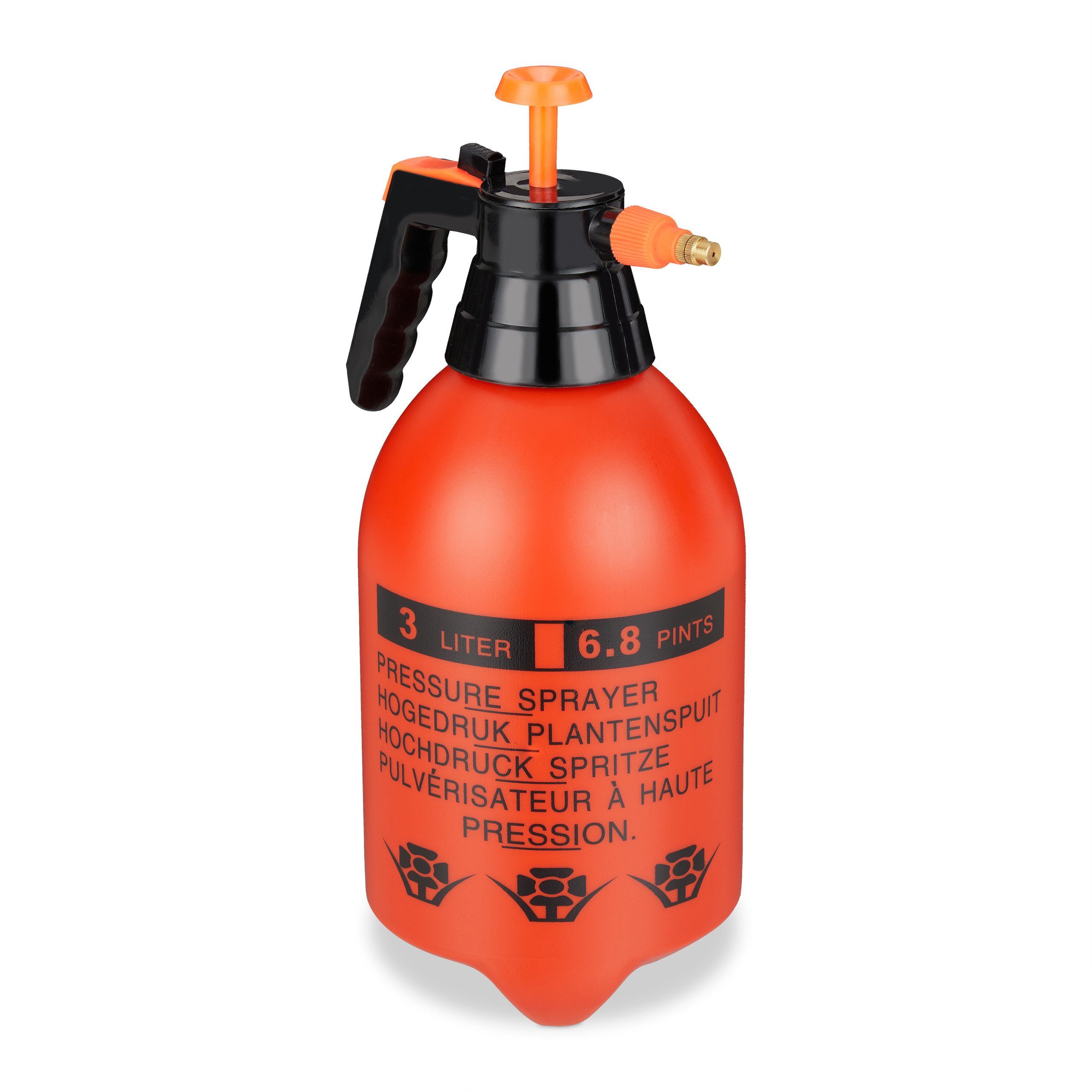 relaxdays Drucksprühgerät Drucksprüher 3 Liter orange, (1-tlg)