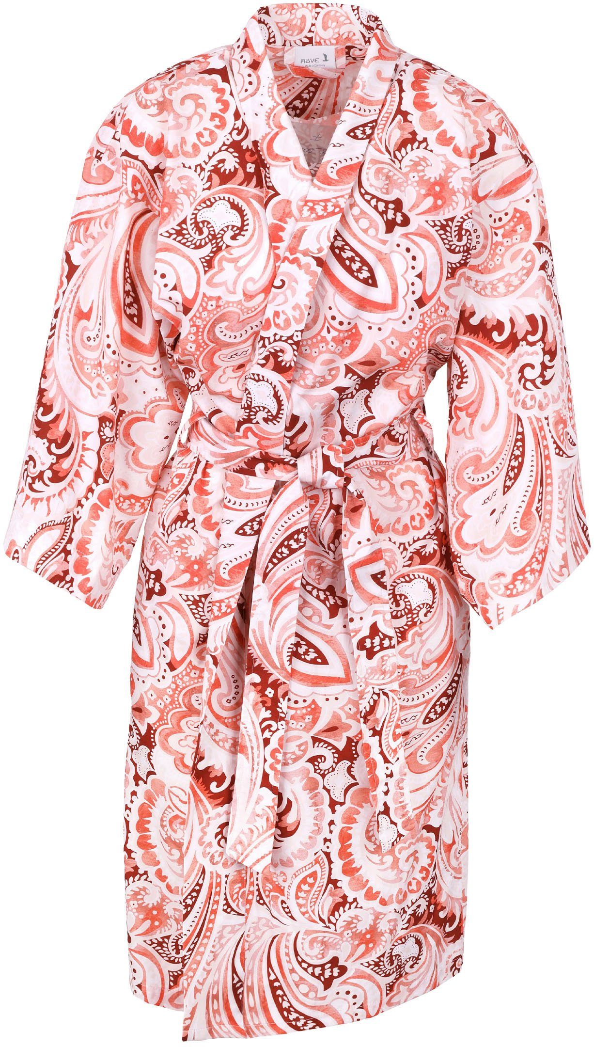 Möve Kimono-Kragen, Gürtel Morgenmantel, Kurzform, sienna Baumwolle,