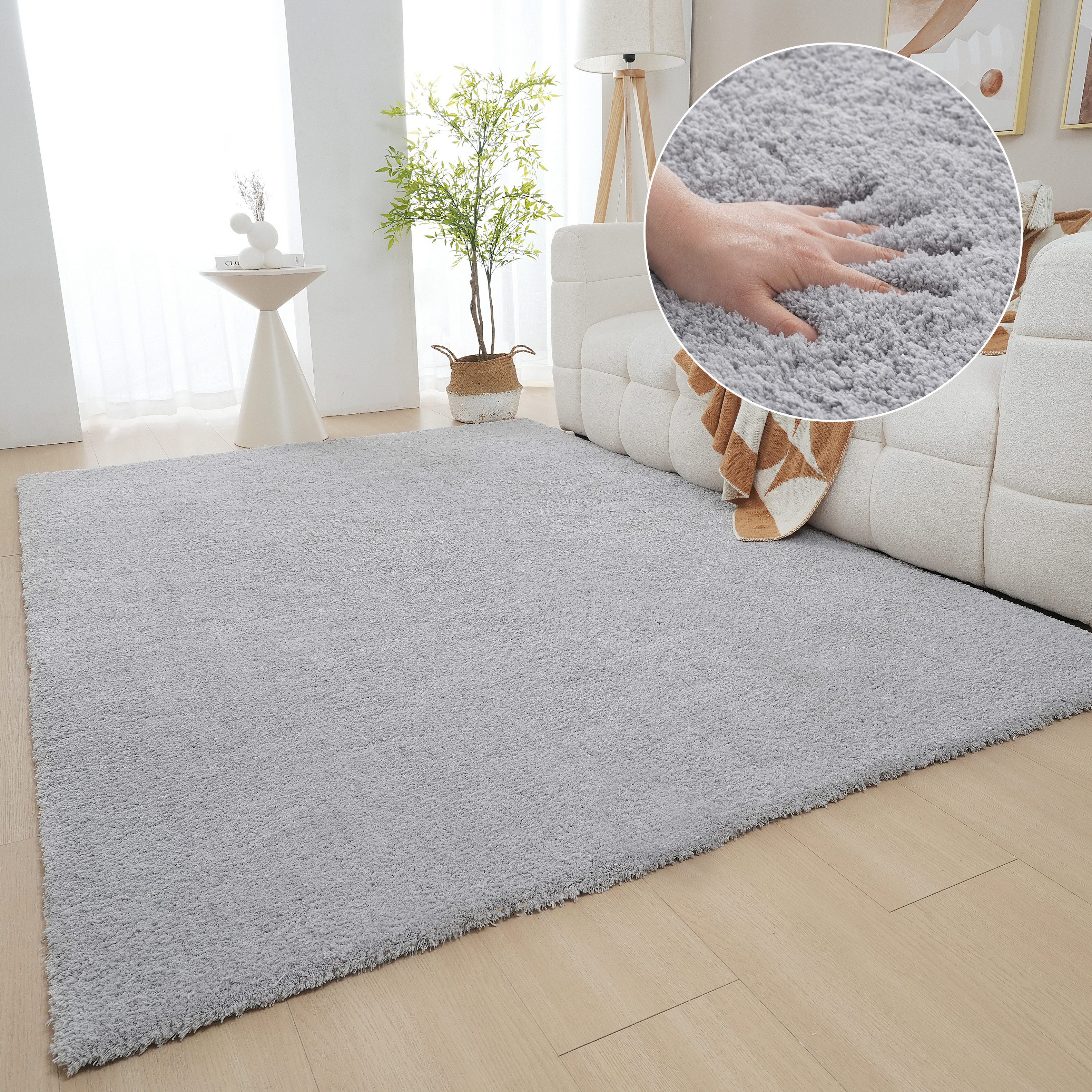 OTTO home Hochflor-Teppich Microfaser Teppich Magong, besonders weich, sehr feiner Flor, rechteckig, Höhe: 25 mm, uni, Wohnzimmer, Schlafzimmer, Kinderzimmer, auch rund und als Läufer