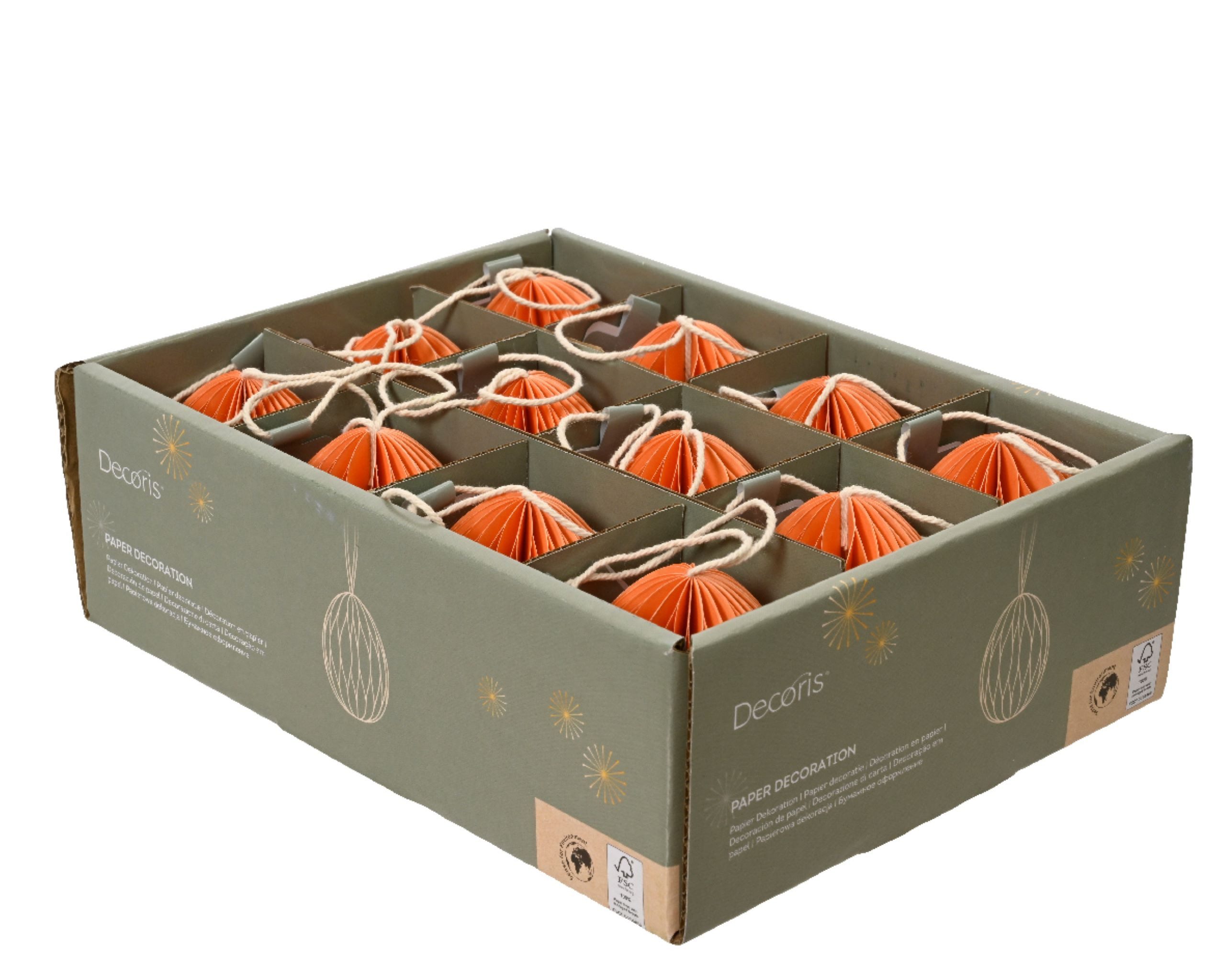 Decoris season decorations Wabendekoration, Osterei Wabenball 4x6cm Papier Orange