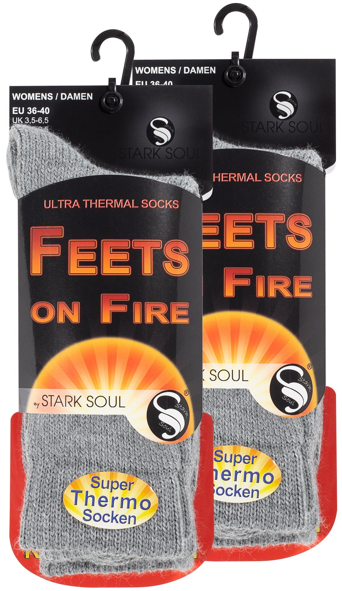 Stark Soul® Thermosocken Thermosocken - FEETS on FIRE, extra warme Kuschelsocken, Wintersocken für Damen, 2er Pack 2er-Pack Hellgrau