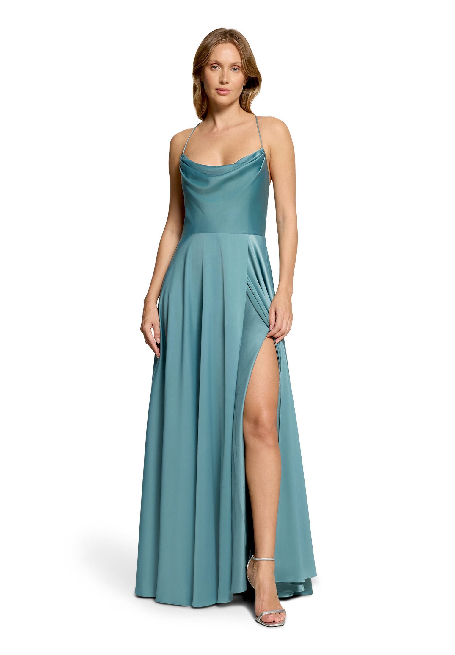 Vera Mont Abendkleid Damen mit Wasserfallausschnitt Material