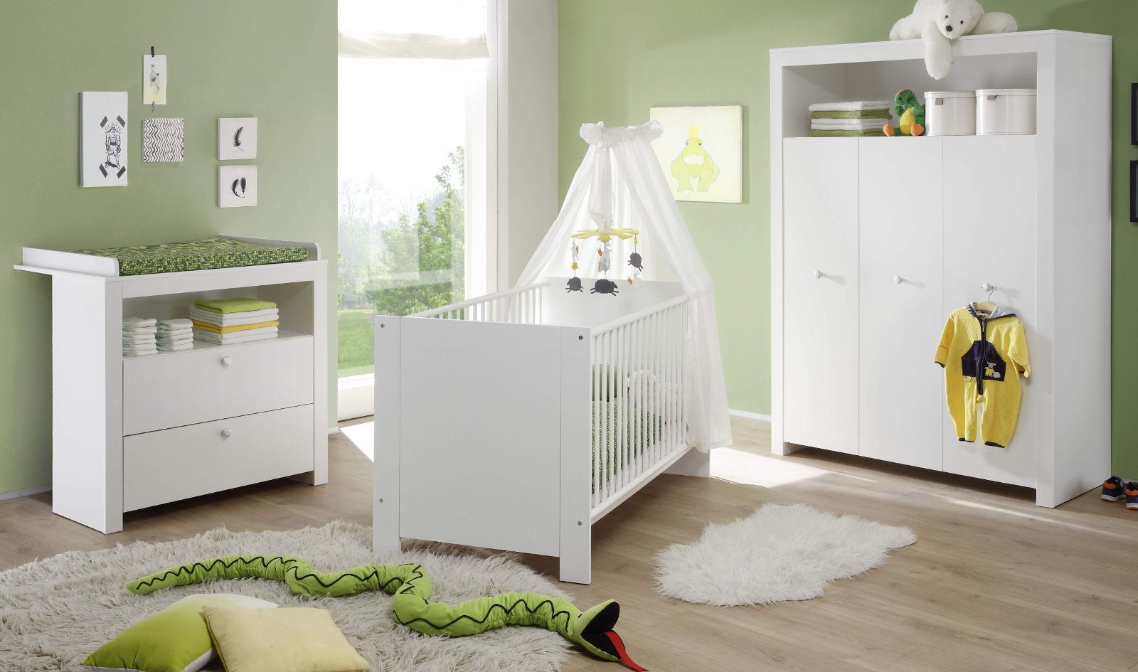 trendteam Babyzimmer-Komplettset Olivia, (Set 3-teilig, in weiß matt), GS-geprüft
